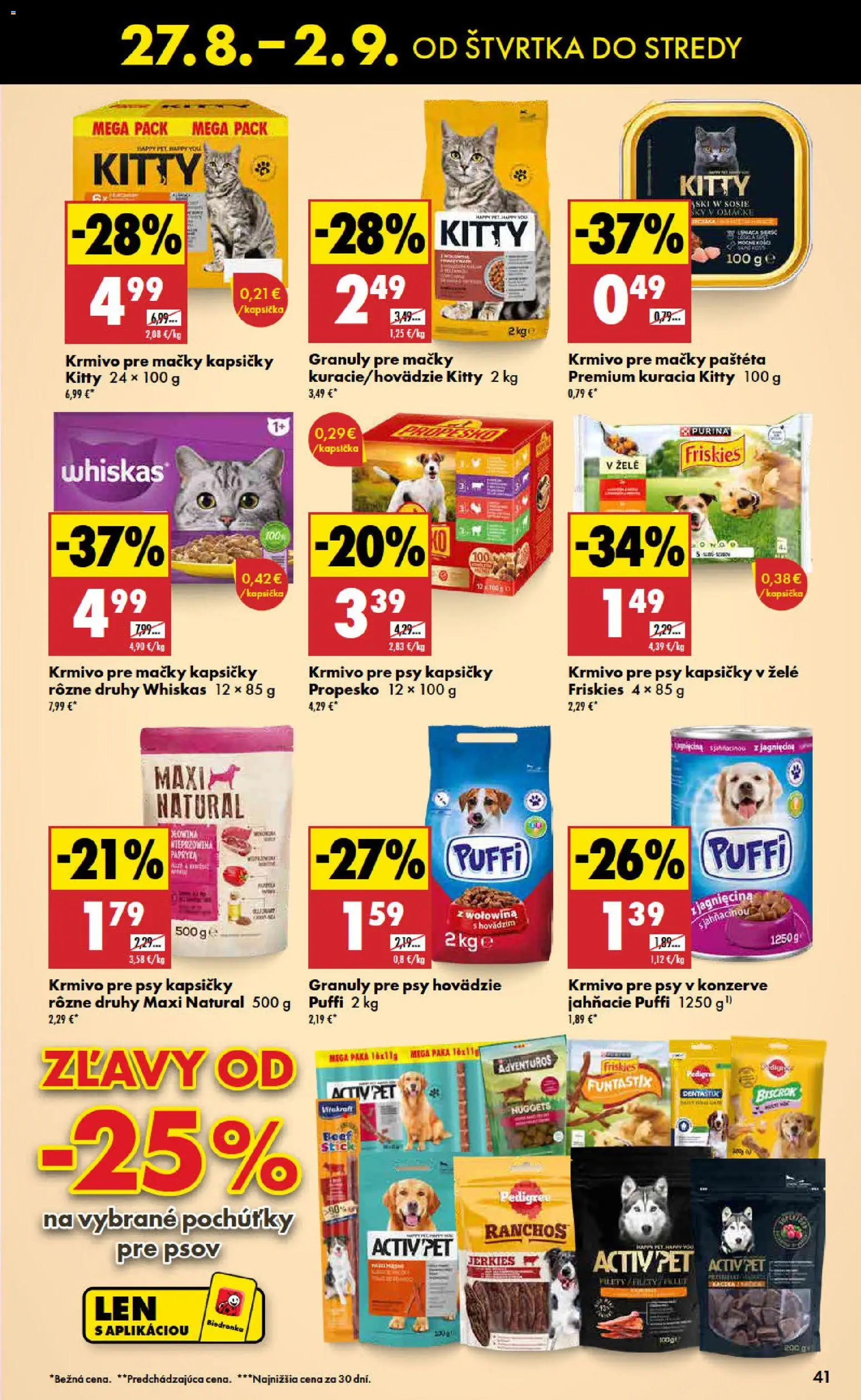 Nové Biedronka akcie – leták je platný od 27.08.2026 | Strana: 41 | Produkty: Friskies, Whiskas, Kapsičky, Paštéta