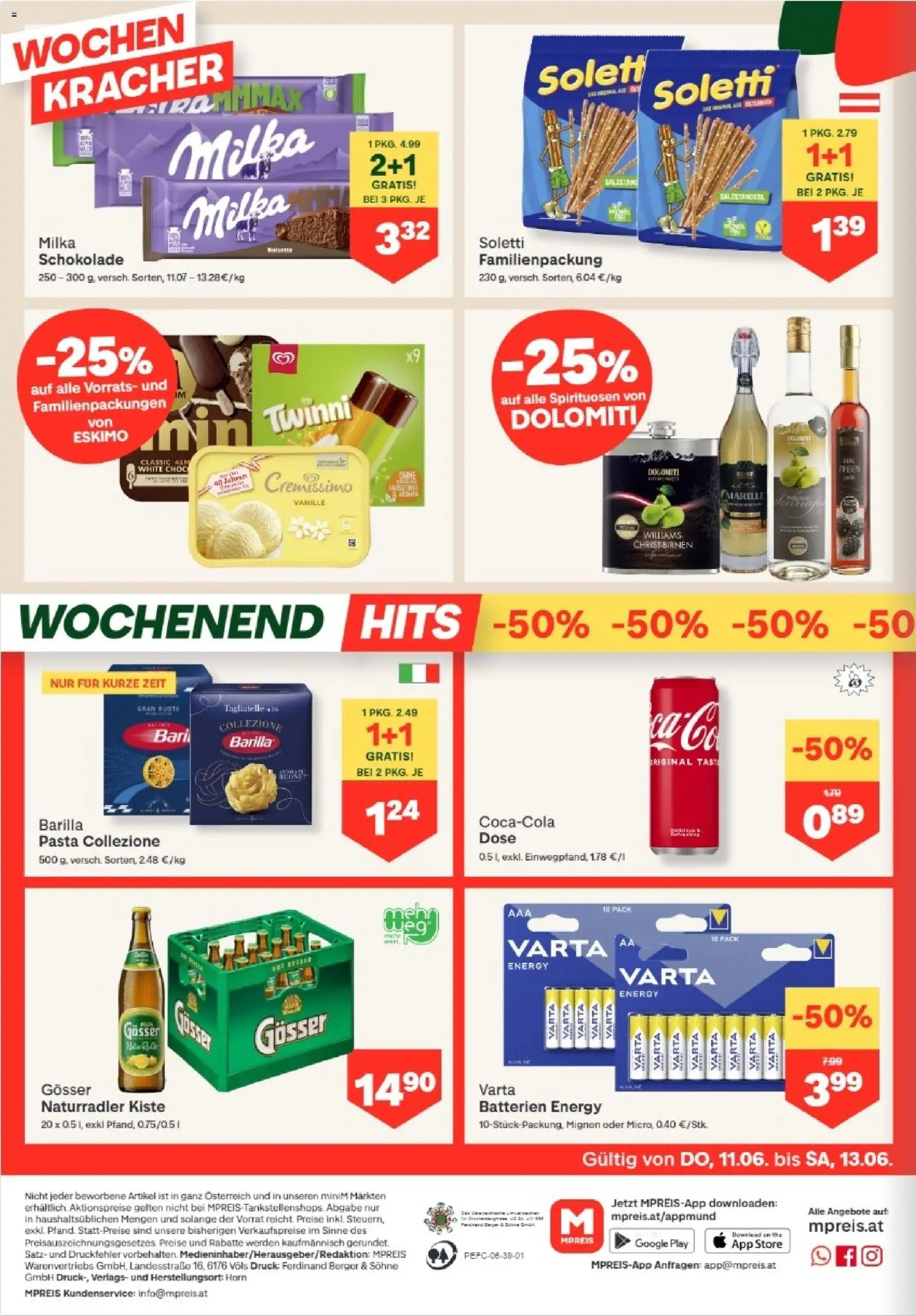MPREIS Lenzing gültig ab 11.06.2026 | Seite: 12 | Produkte: Pasta, Birne, Schokolade