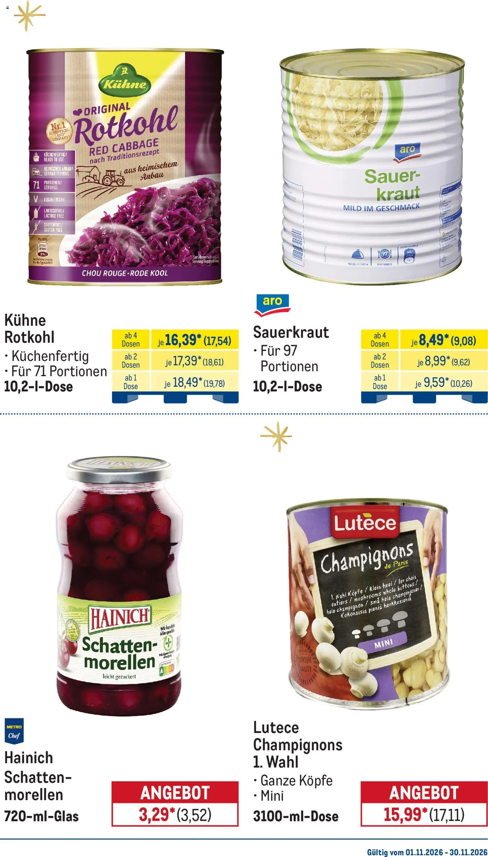 Metro Monats-Menü – gültig ab 01.11.2026 | Seite: 12 | Produkte: Rotkohl, Champignons, Kraut