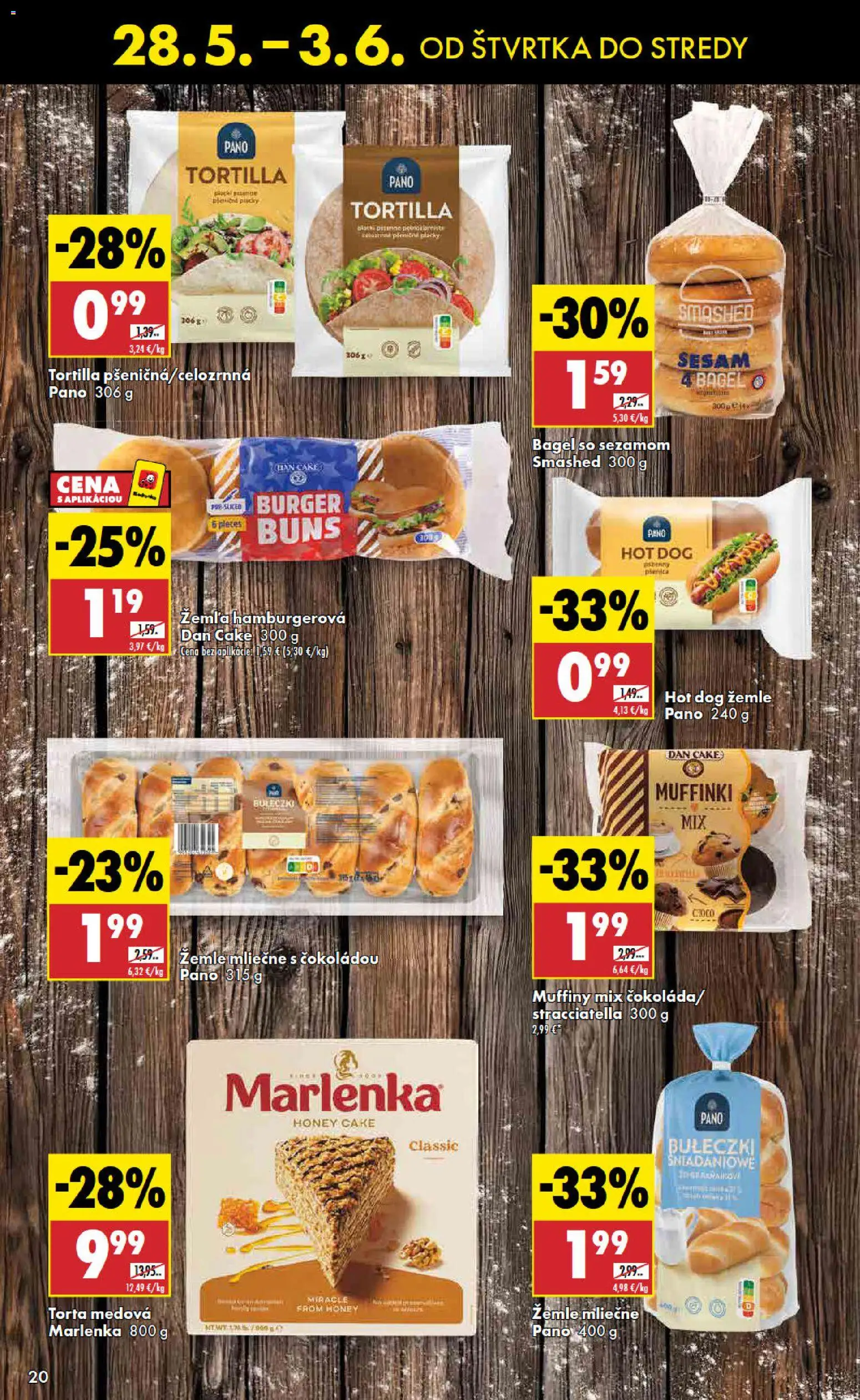 Nové Biedronka akcie – leták je platný od 28.05.2026 | Strana: 20 | Produkty: Tortilla, Torta, Marlenka