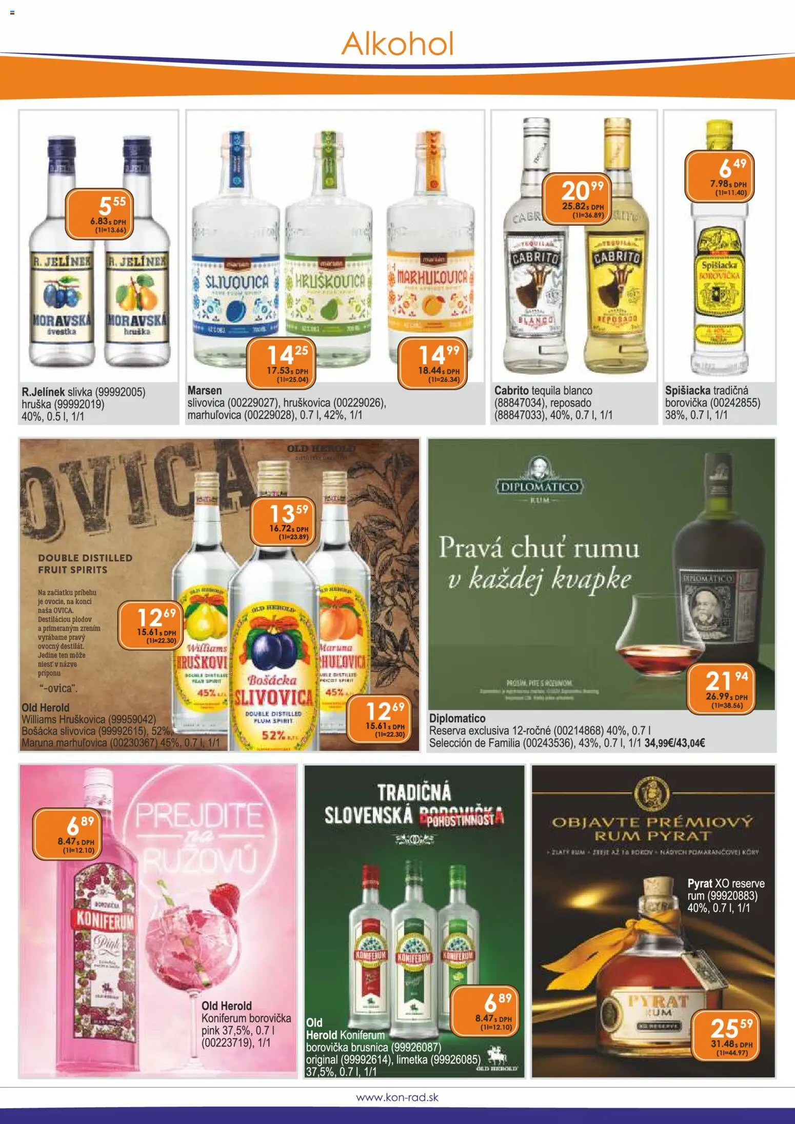 Nové KON - RAD akcie – leták je platný od 01.04.2026 | Strana: 11 | Produkty: Borovička, Koniferum, Slivovica, Alkohol