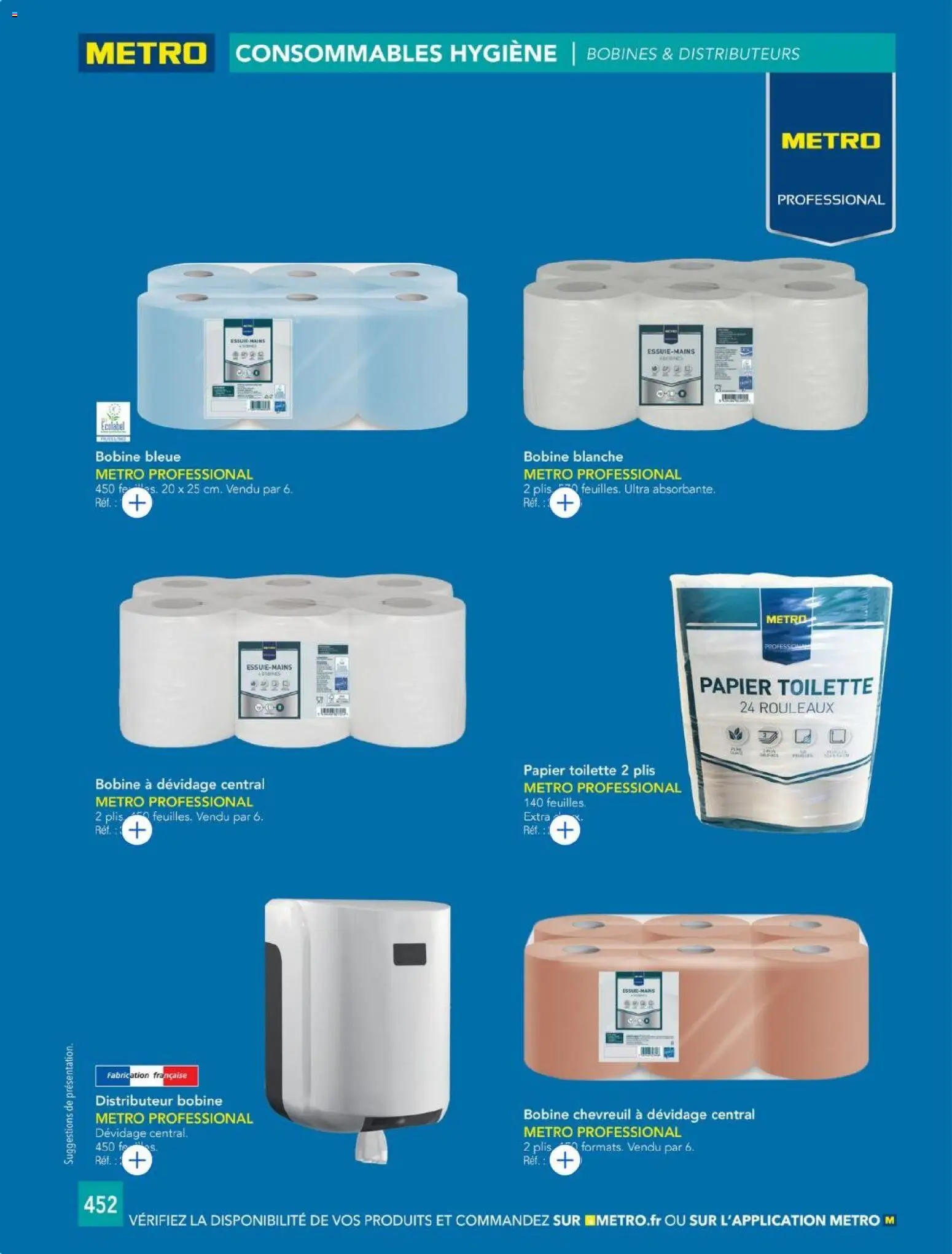 {H1} | Page: 452 | Produits: Papier toilette, Hygiène, Distributeur