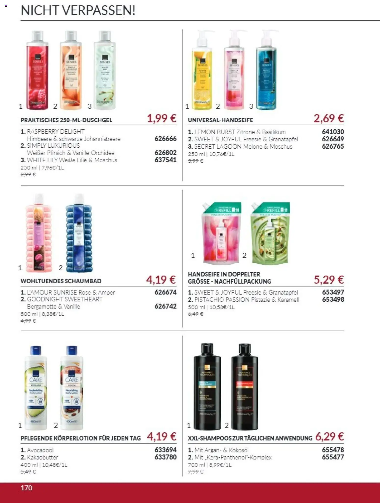 AVON Katalog Oktober 2026 – gültig ab 01.10.2026 | Seite: 170 | Produkte: Kakaobutter, Vanille, Pfirsich, Melone