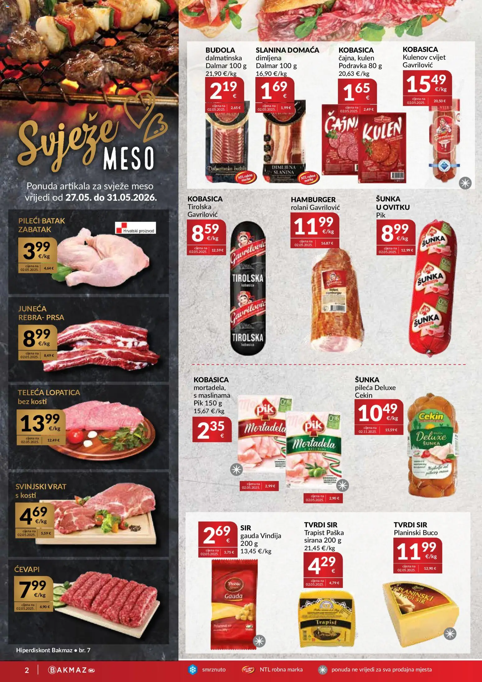 Bakmaz katalog | vrijedi od 27.05.2026 | Stranica: 2 | Proizvodi: Gauda, Meso, Šunka, Buđola
