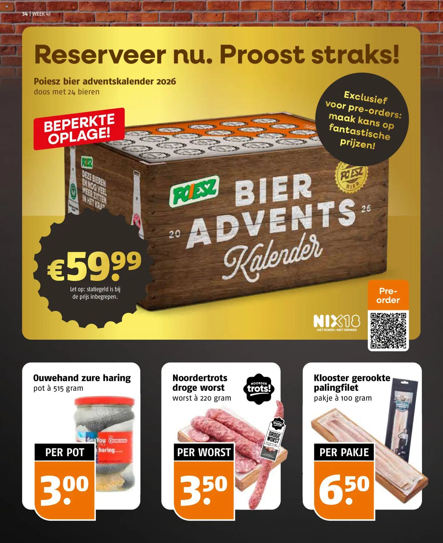 {H1} | Pagina: 34 | Producten: Haring, Bier, Pot, Worst