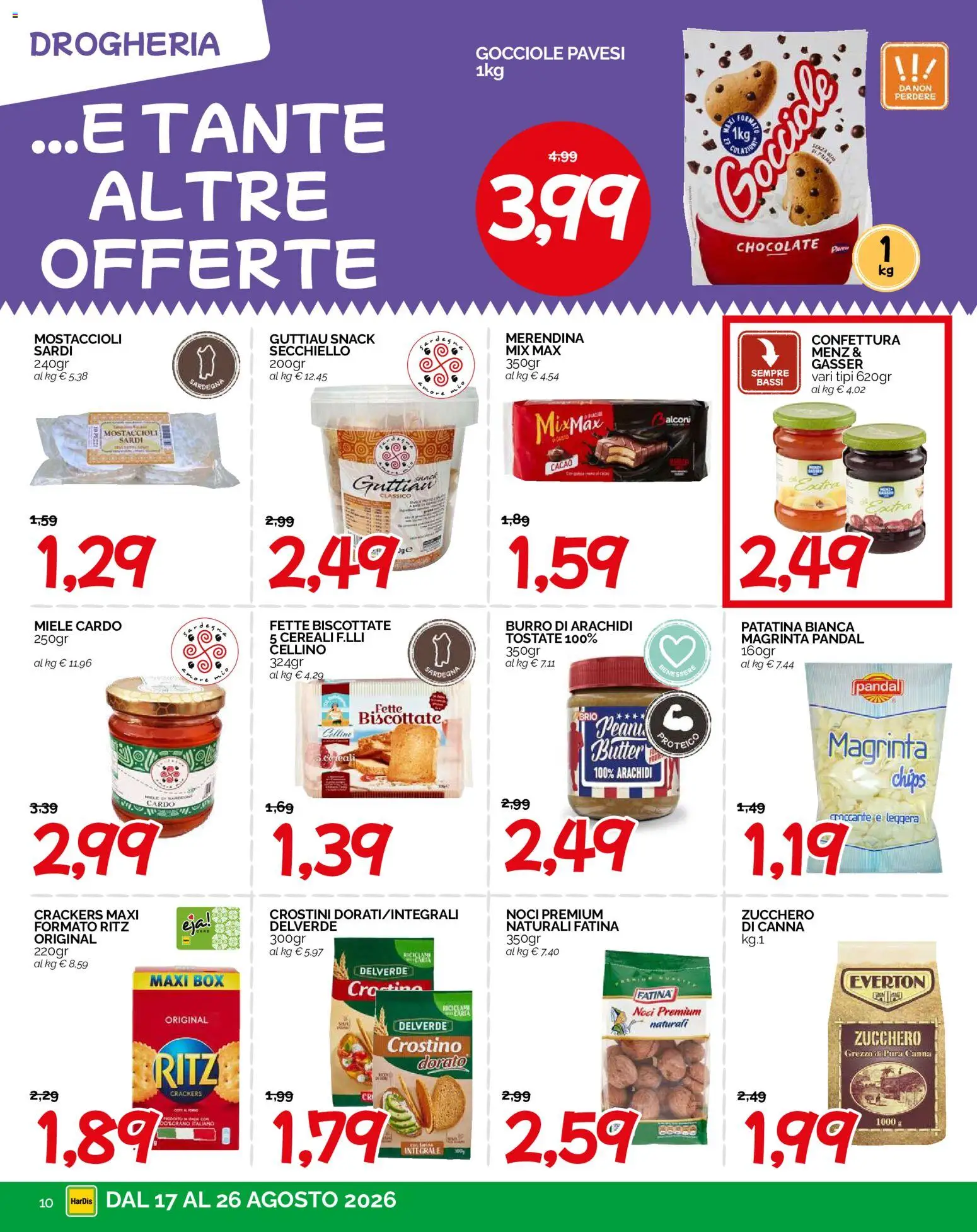 Volantino HarDis del 17/08/2026 | Pagina: 10 | Prodotti: Cereali, Crackers, Burro di arachidi, Fette biscottate