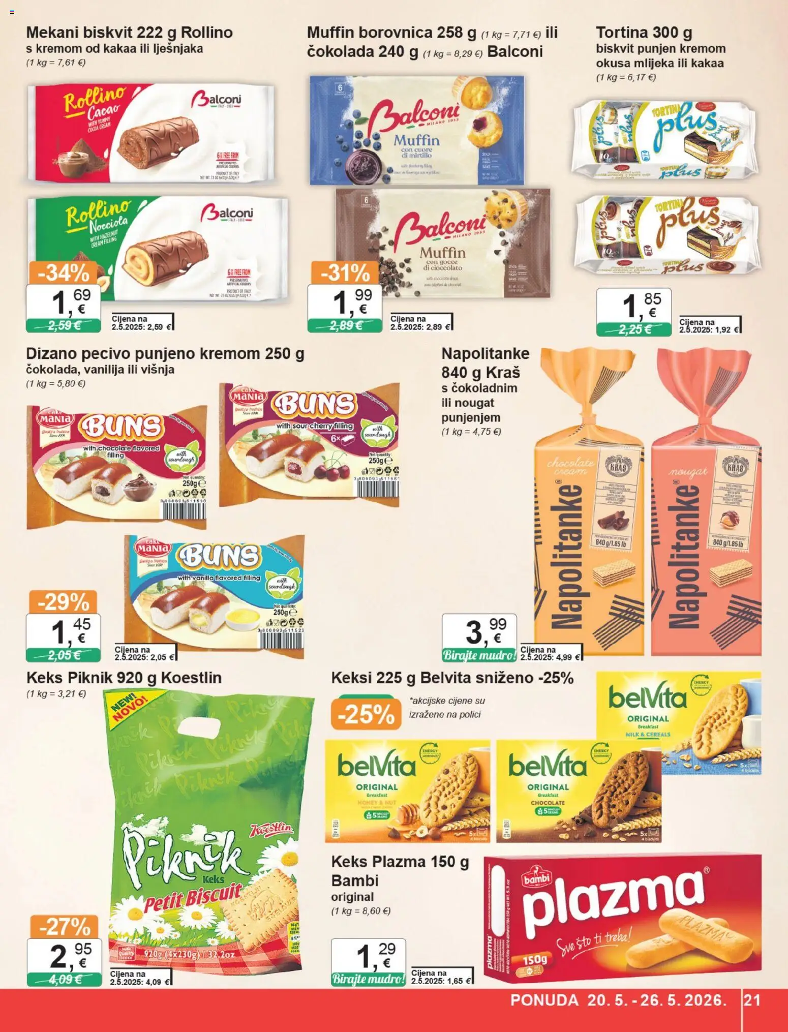 KTC katalog | vrijedi od 20.05.2026 | Stranica: 21 | Proizvodi: Keksi, Čokolada, Borovnica, Pecivo