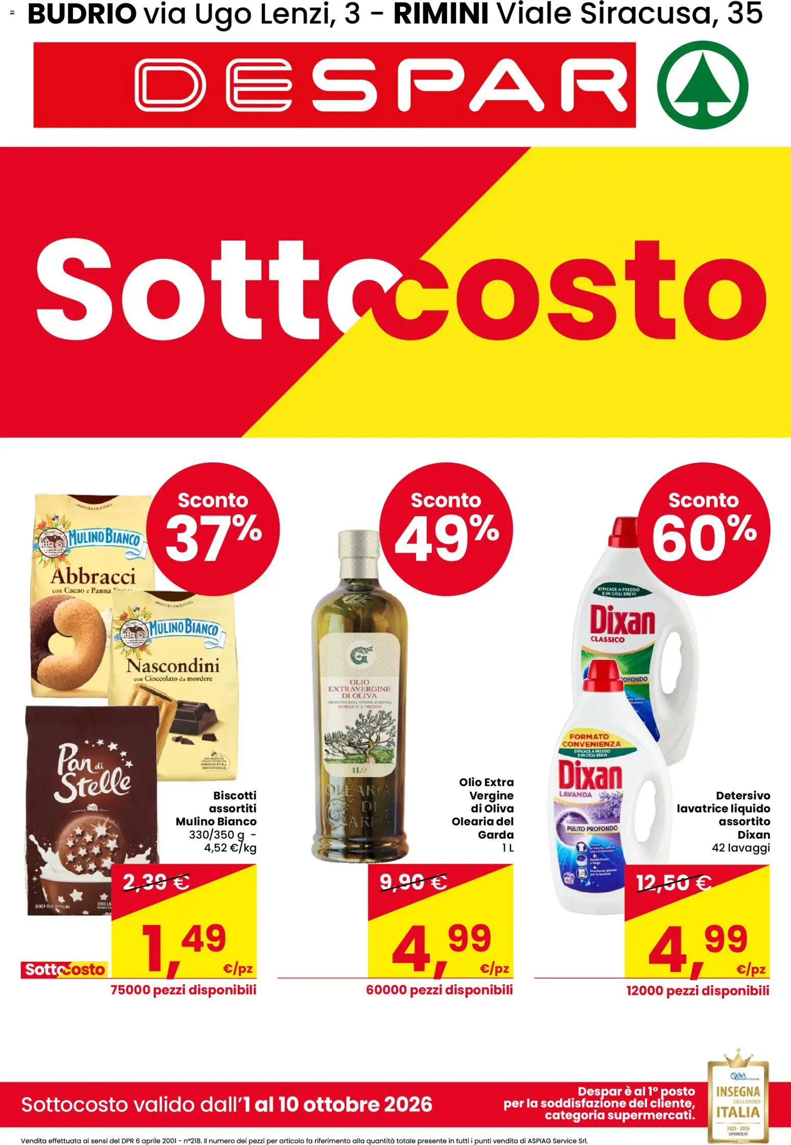 Volantino Despar del 01/10/2026 | Pagina: 1 | Prodotti: Cioccolato, Lavatrice, Cacao, Lavanda