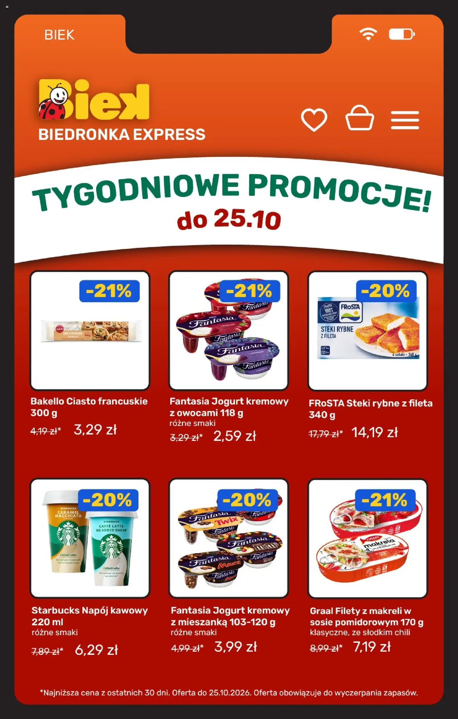 Biedronka Polsko leták - BIEK od 23.10.2026 | Strana: 6 | Produkty: Starbucks, Jogurt, Twix, Makrela