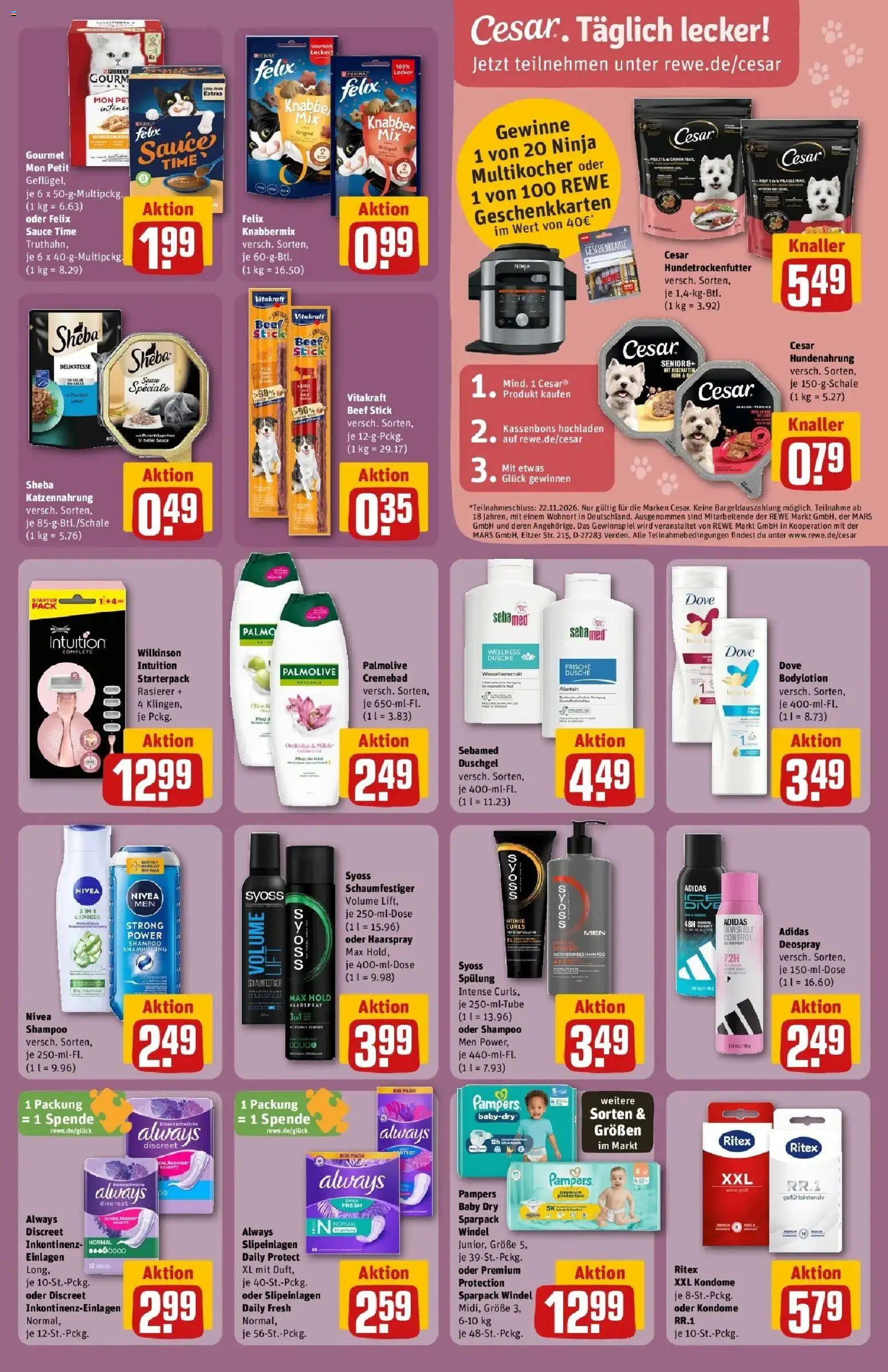 REWE Prospekt ab 26.10.2026 zum Blättern » Angebote | Seite: 25 | Produkte: Rasierer, Pampers, Haarspray, Multikocher