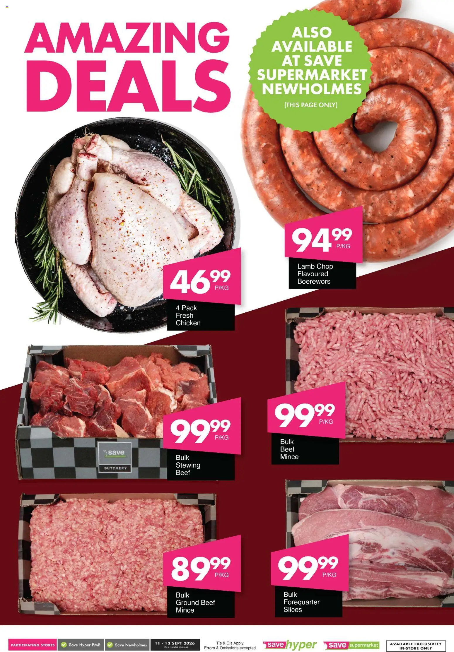 New Save catalogue – valid from 11/09/2026 | Page: 8 | Products: Boerewors, Chicken, Beef