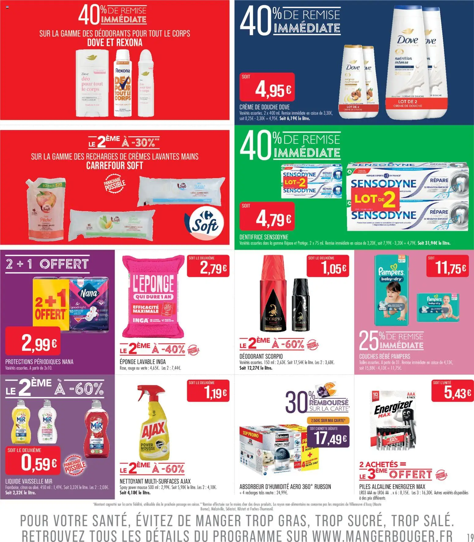 {H1} | Page: 19 | Produits: Ajax, Liquide vaisselle, Eponge, Dentifrice Sensodyne