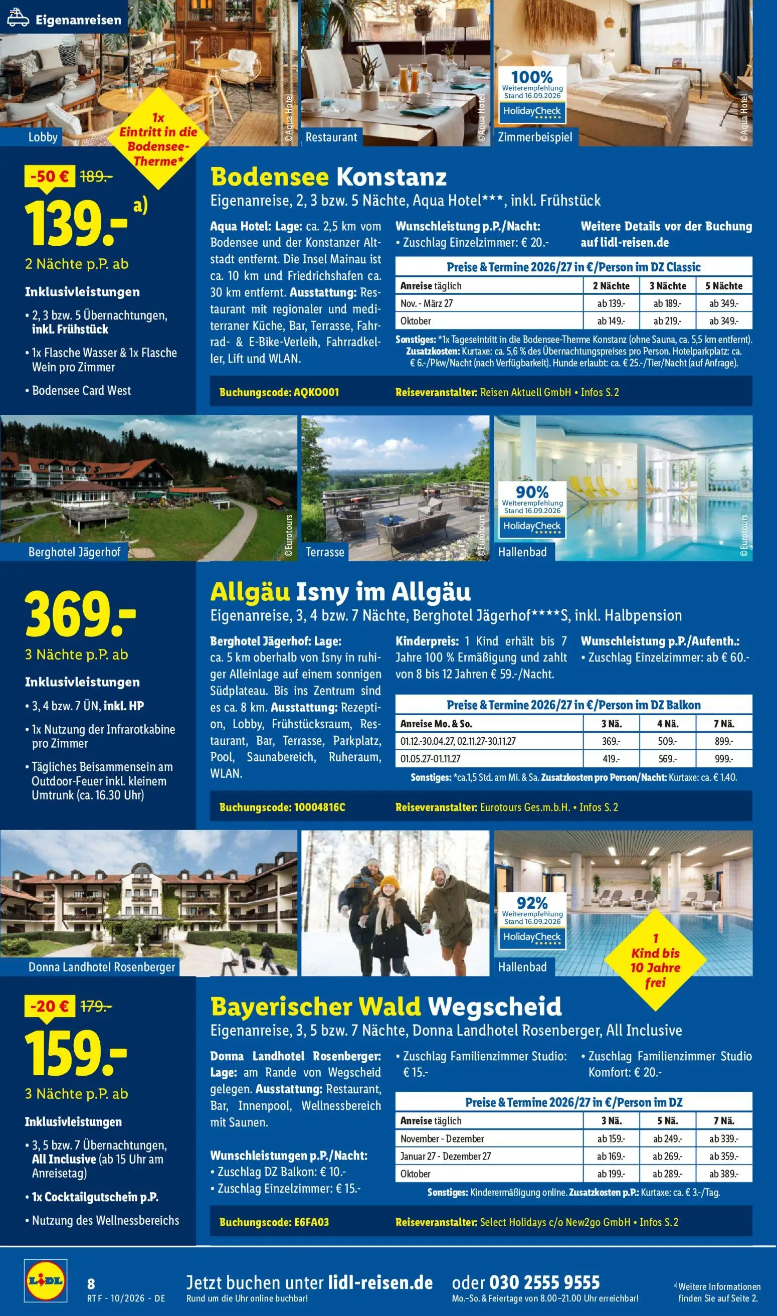 Lidl Reisen Oktober/November Reise-Highlights – gültig ab 14.10.2026 | Seite: 8 | Produkte: HP, Wasser, Wein, Uhr