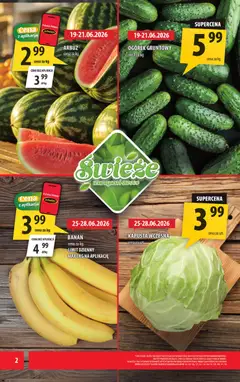 Pogląd oferty "Arhelan gazetka" - ważna od 19.06.2026 | Strona: 2 | Produkty: Kapusta, Delikatesy, Banan, Warzywa