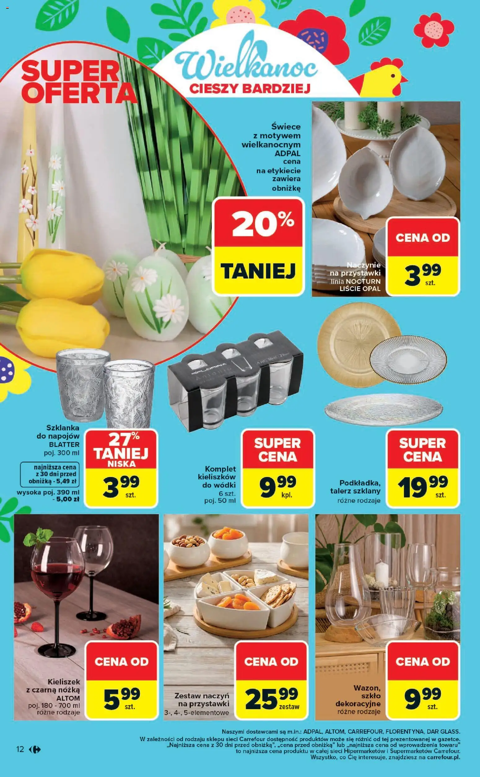 Carrefour gazetka - Wielkanoc cieszy bardziej od 09.03.2026 | Strona: 12 | Produkty: Szklanka, Świece
