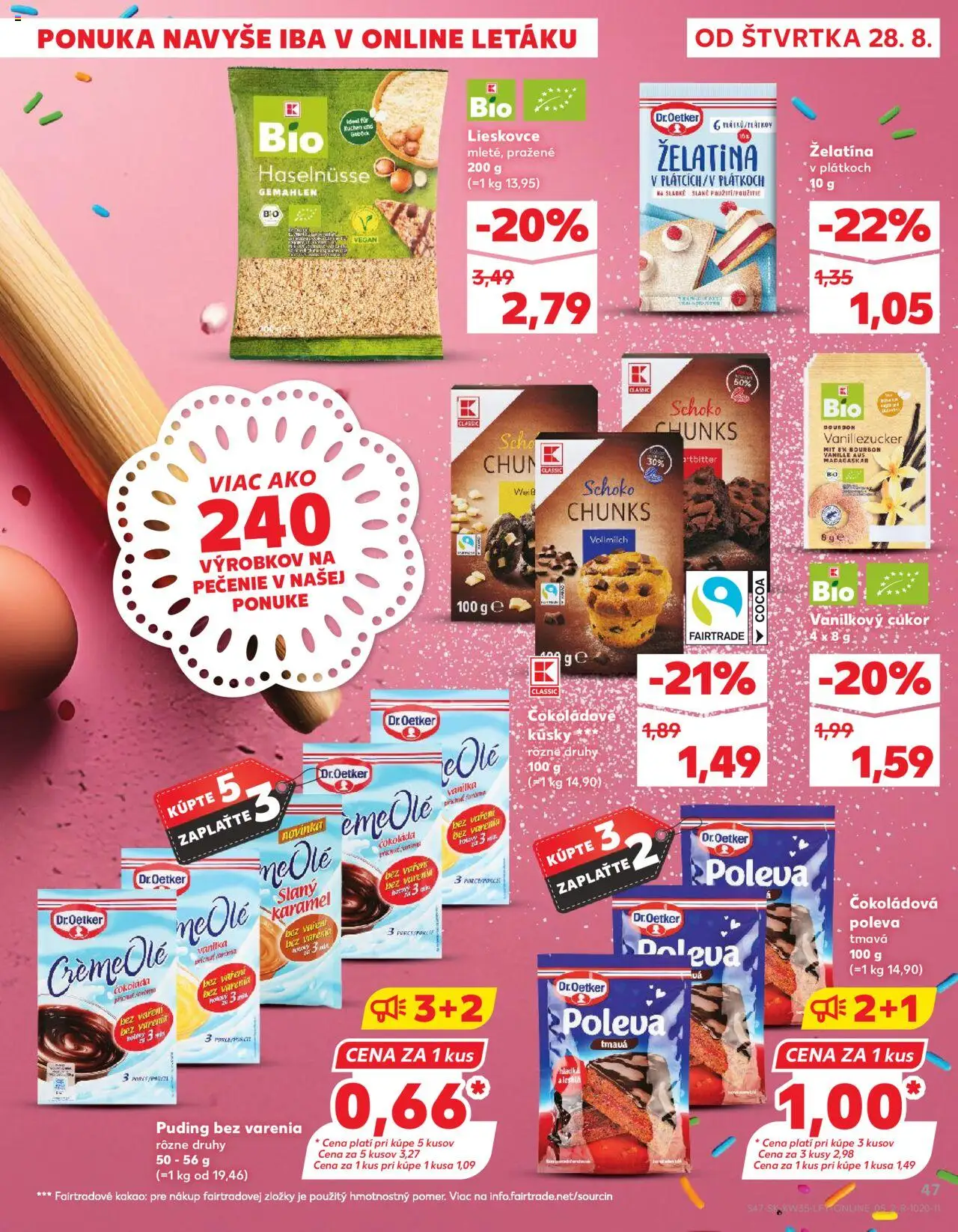 Nové Kaufland akcie – leták je platný od 28.08.2025 | Strana: 47 | Produkty: Bourbon, Cukor, Vanilka, Kakao