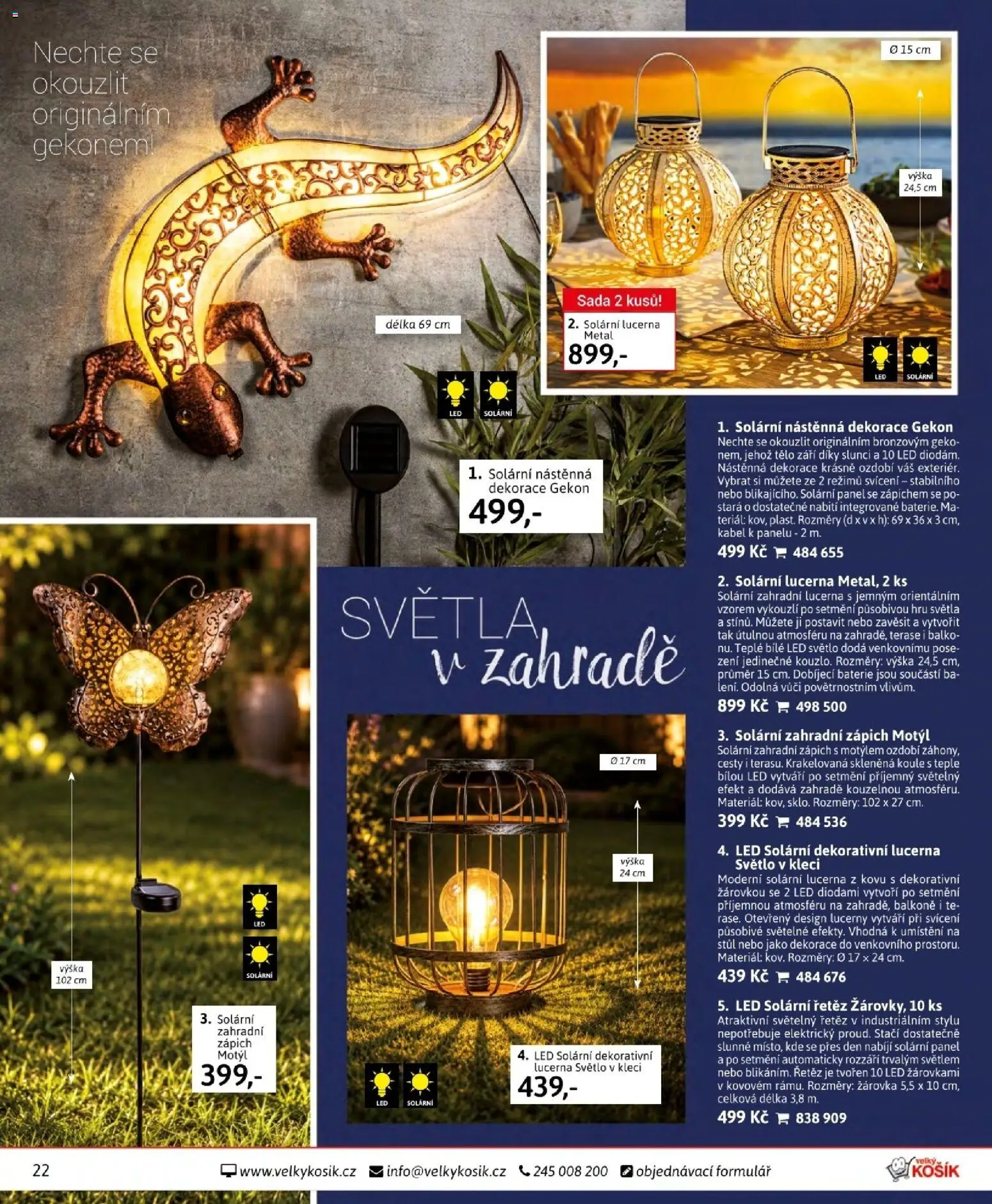 Velký Košík katalog srpen 2026 od 01.08.2026 | Strana: 22 | Produkty: Zápich, Světelný řetěz, LED, Lucerny