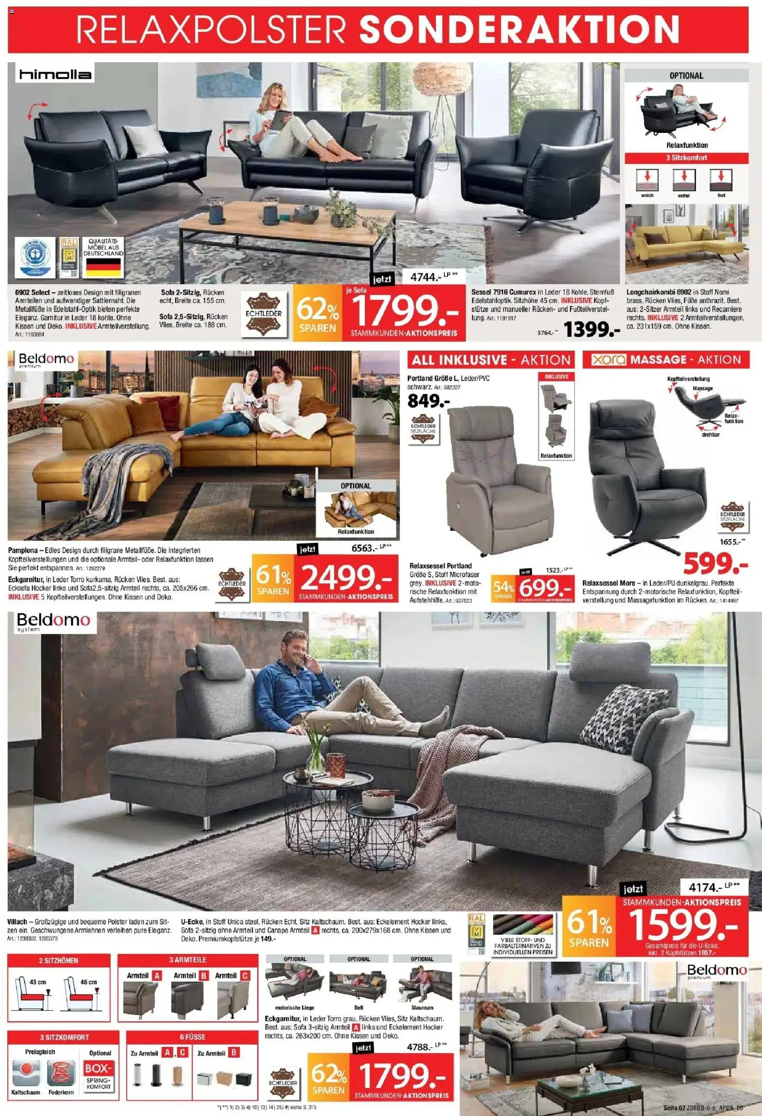 Zurbrüggen Bonus Sonder-Tage – gültig ab 22.08.2026 | Seite: 7 | Produkte: Ecksofa, Relaxsessel, Kissen, Sessel