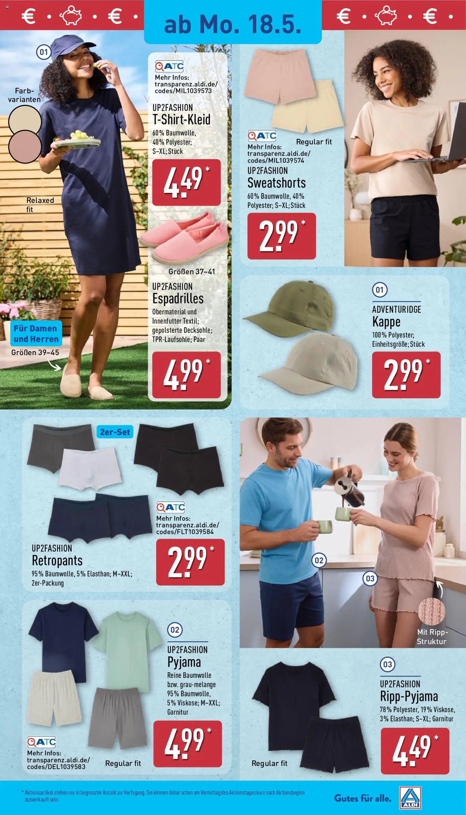 Aldi Ausblick – gültig ab 18.05.2026 | Seite: 7 | Produkte: Up2fashion, Sweatshorts, Espadrilles, Kappe