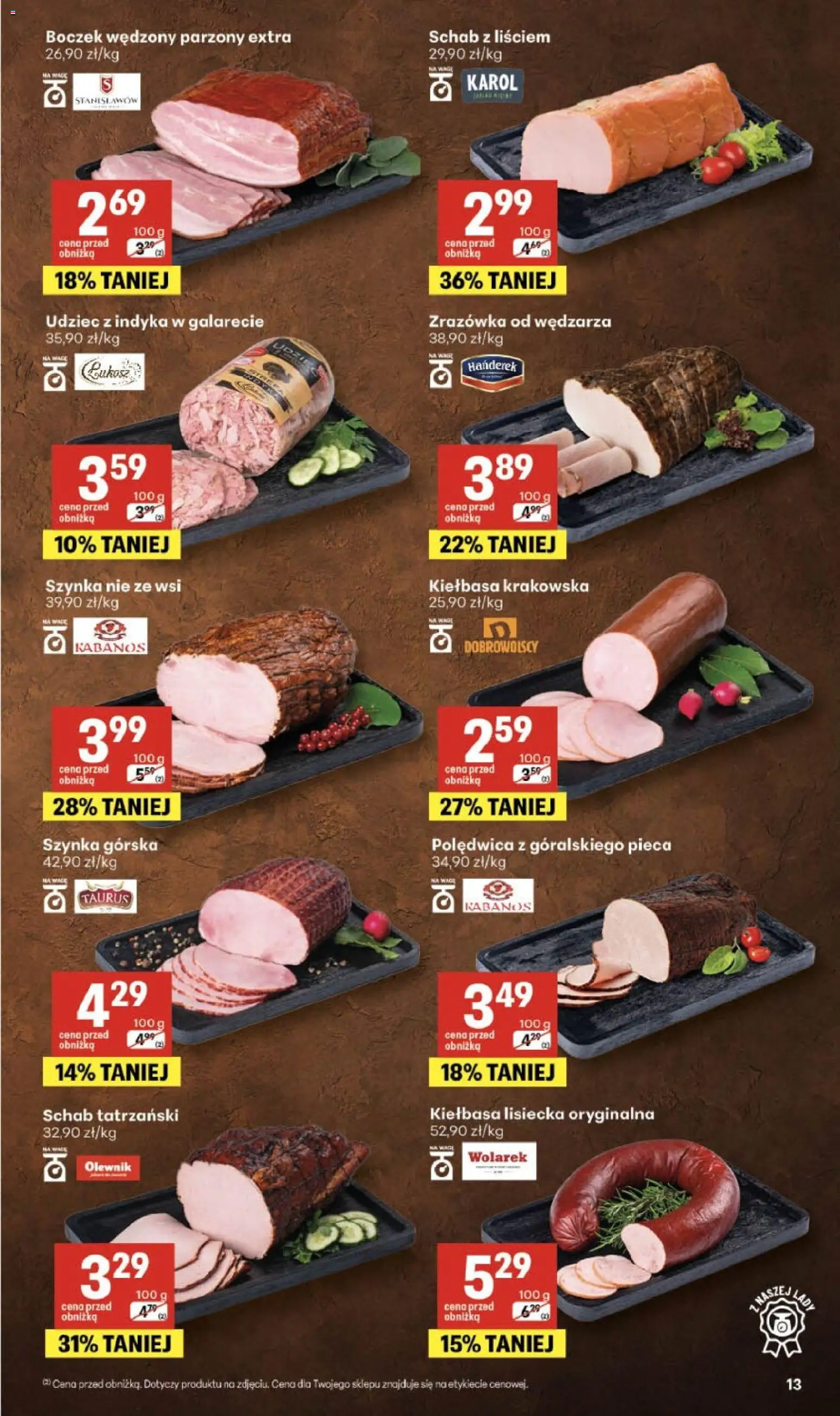 Delikatesy Centrum gazetka od 23.07.2026 | Strona: 13 | Produkty: Kiełbasa, Schab, Boczek wędzony parzony, Boczek