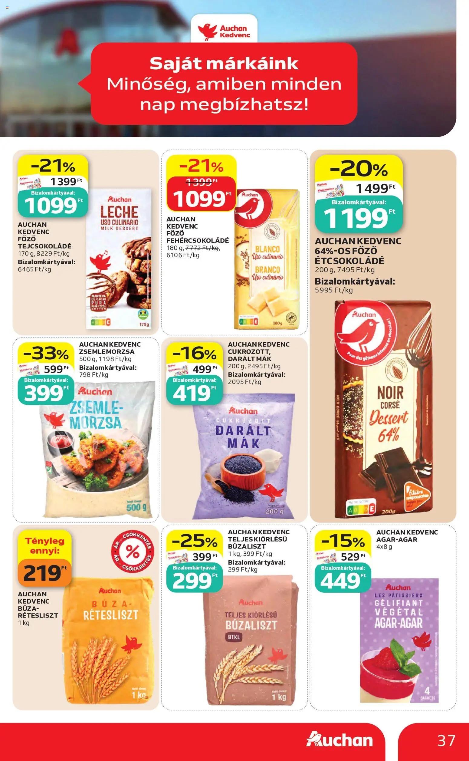 Auchan akciós ujság - amely érvényes a következő dátumtól: 07.05.2026 | Oldal: 37 | Termékek: Zsemlemorzsa, Zsemle, Étcsokoládé, Tejcsokoládé