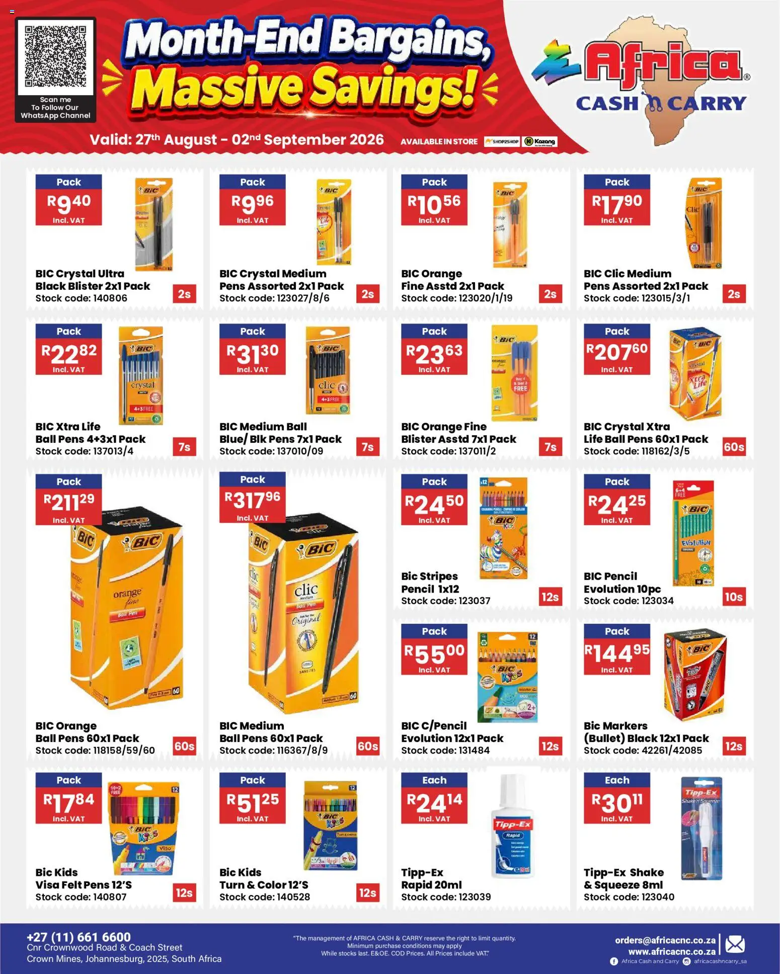New Africa Cash & Carry catalogue – valid from 27/08/2026 | Page: 60 | Products: Pencil, Pen, Stock
