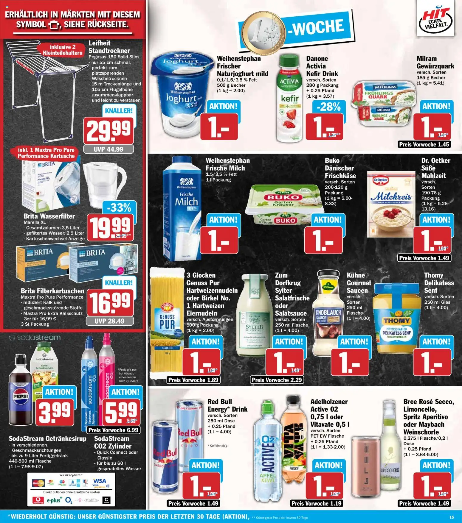 HIT Prospekt – gültig ab 27.07.2026 | Seite: 15 | Produkte: Activia, Bree, Adelholzener, Milram