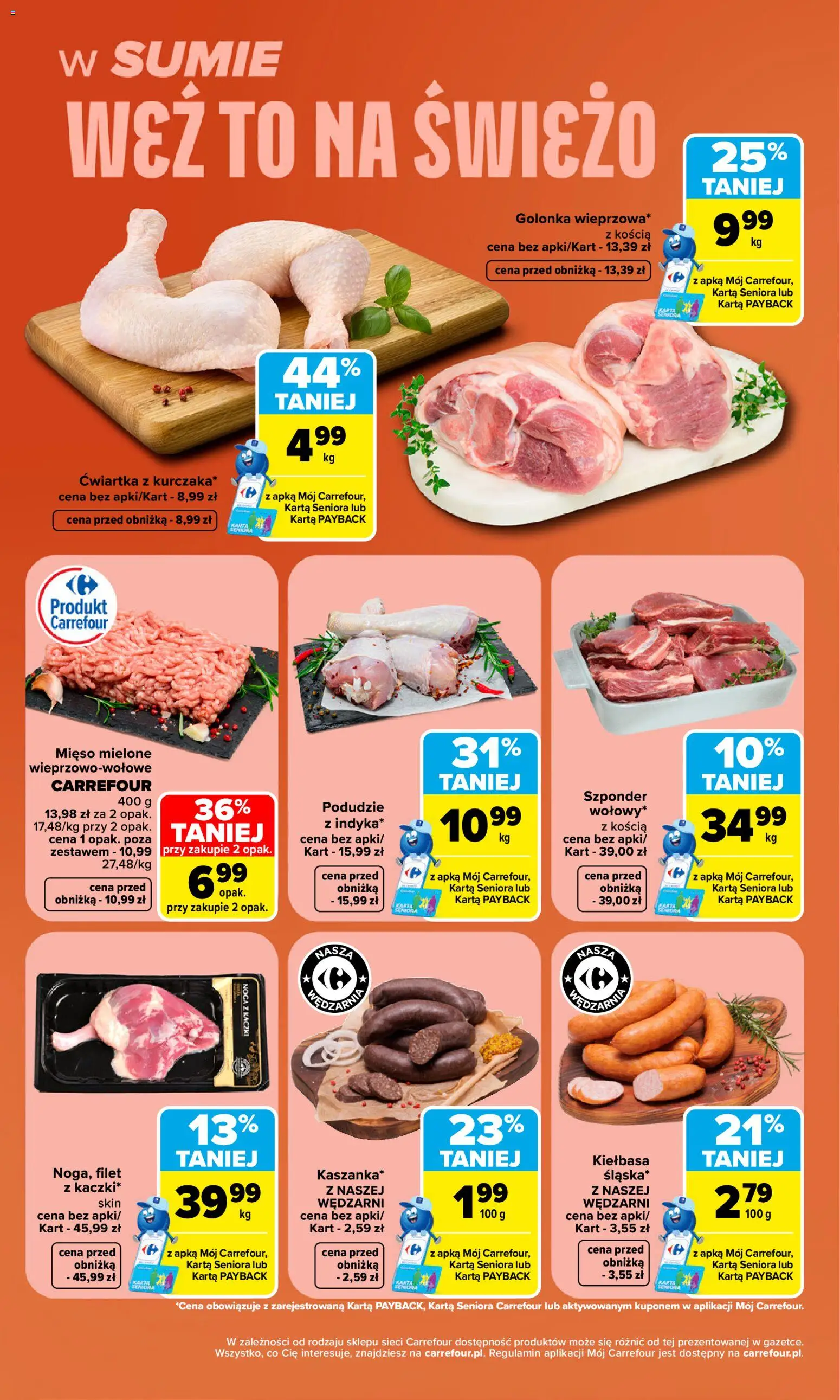 Carrefour gazetka - Weź to na świeżo od 29.06.2026 | Strona: 2 | Produkty: Kiełbasa, Karta, Mięso, Noga z kaczki