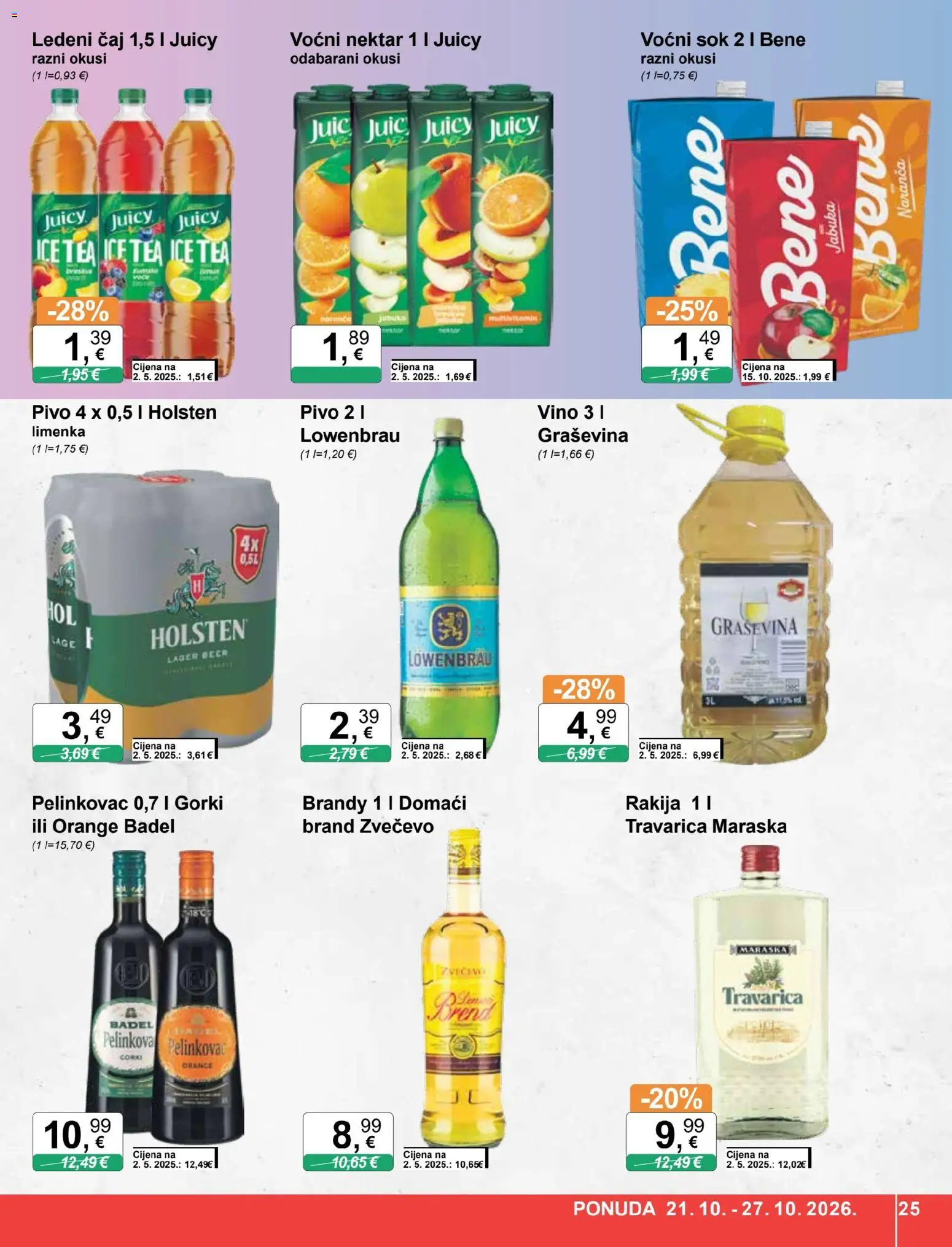 KTC katalog | vrijedi od 21.10.2026 | Stranica: 25 | Proizvodi: Pelinkovac, Sok, Pivo, Rakija