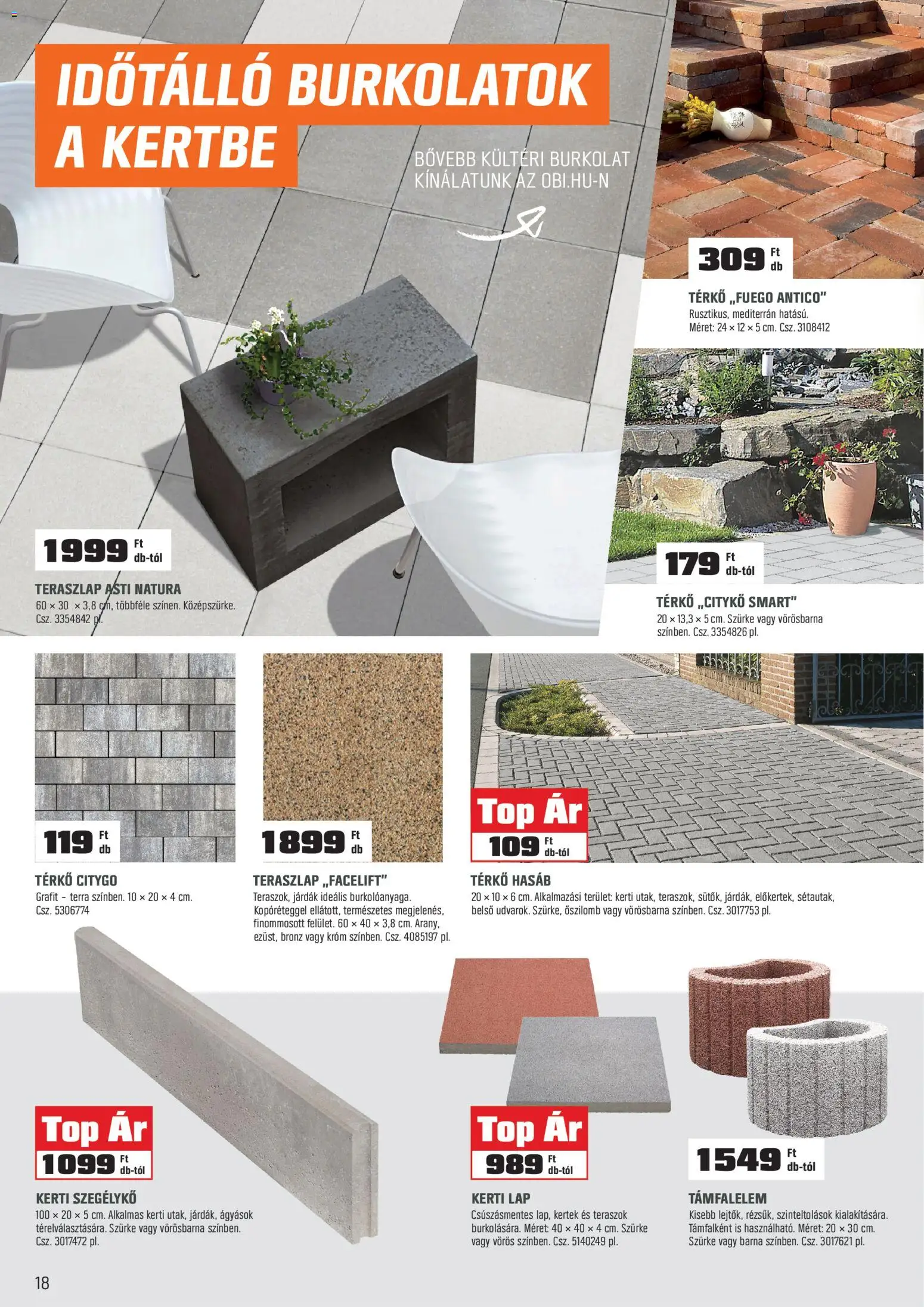 OBI akciós ujság - amely érvényes a következő dátumtól: 03.03.2026 | Oldal: 18 | Termékek: Támfalelem, Szegélykő