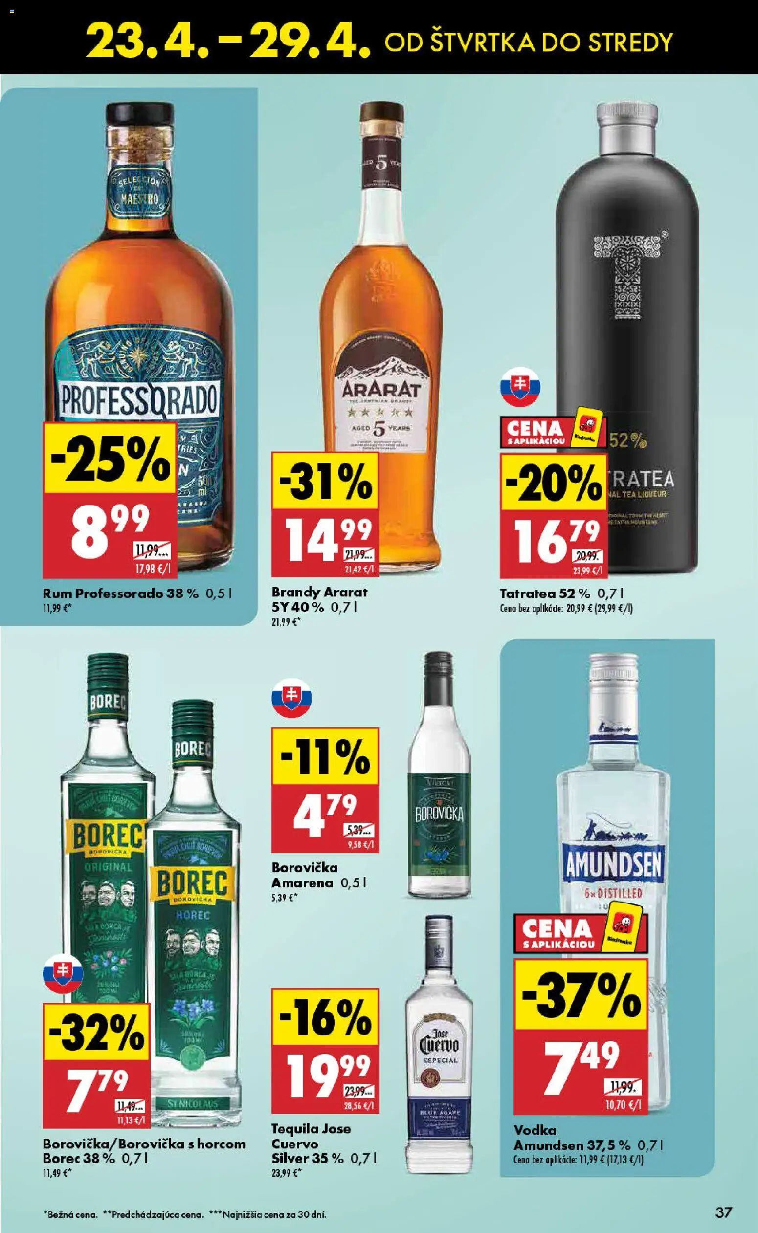 Nové Biedronka akcie – leták je platný od 23.04.2026 | Strana: 37 | Produkty: Brandy, Vodka, Tequila, Rum