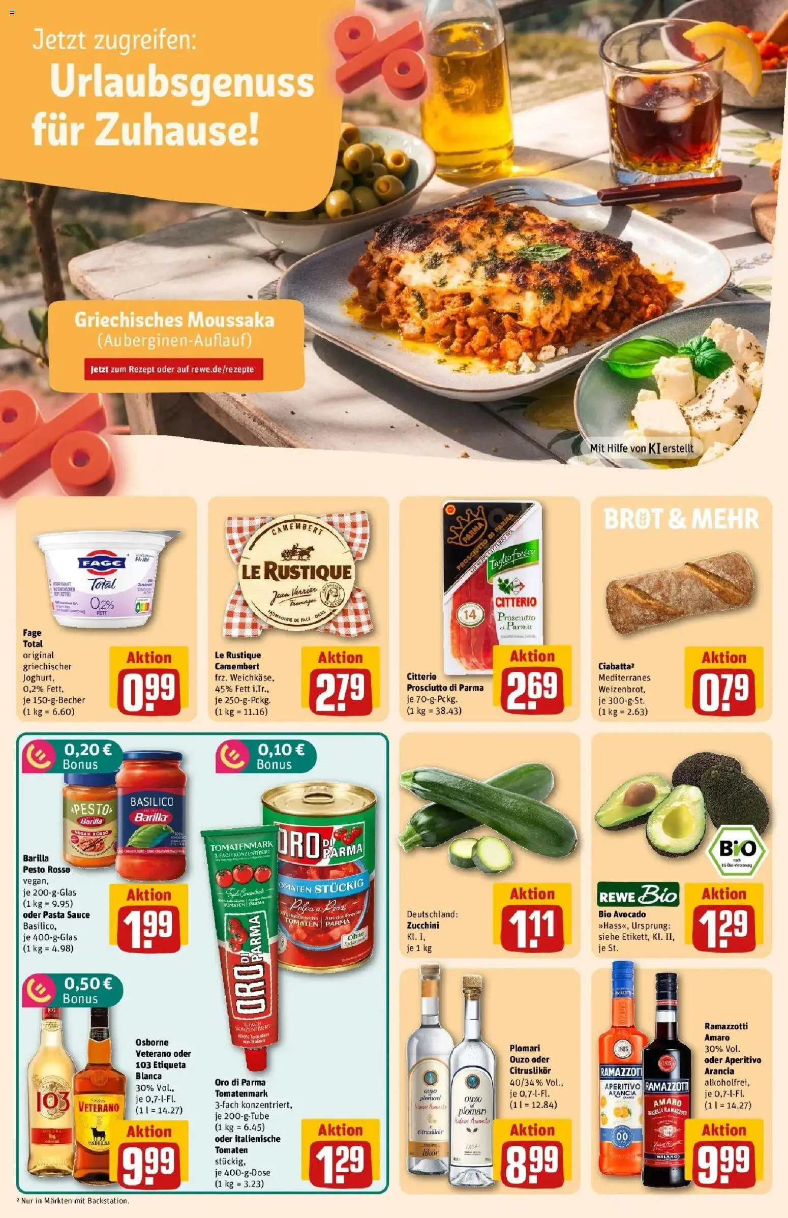 REWE Prospekt ab 31.08.2026 zum Blättern » Angebote | Seite: 22 | Produkte: Ouzo, Osborne, Pasta, Zucchini