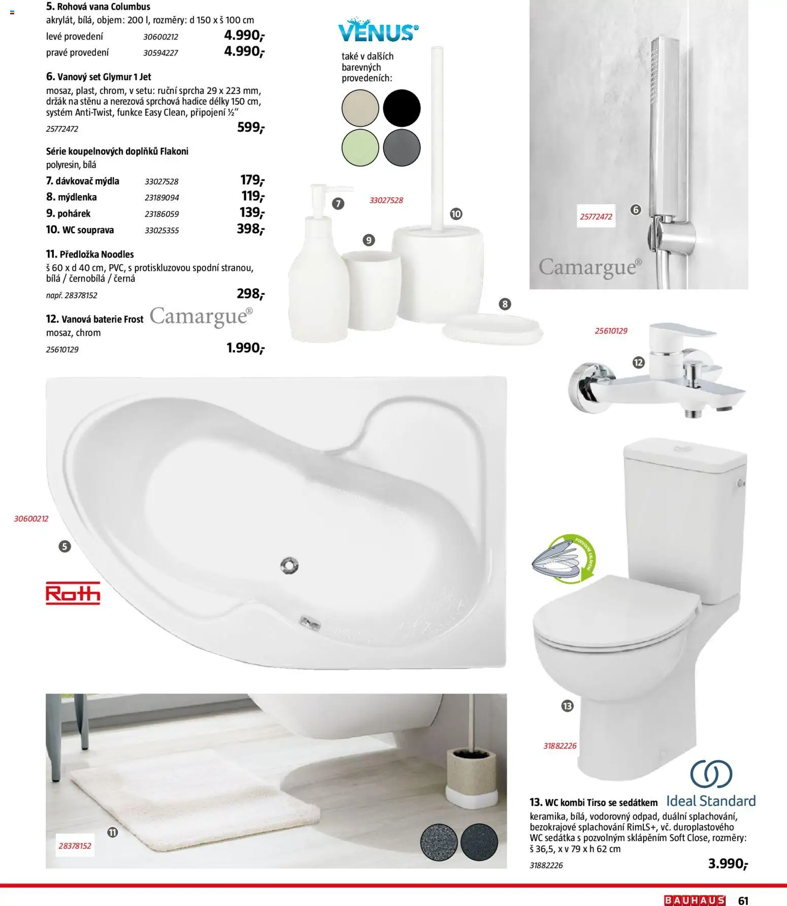 Katalog Sanita od 29.09.2026 | Strana: 61 | Produkty: Dávkovač, Hadice, Wc, Vana