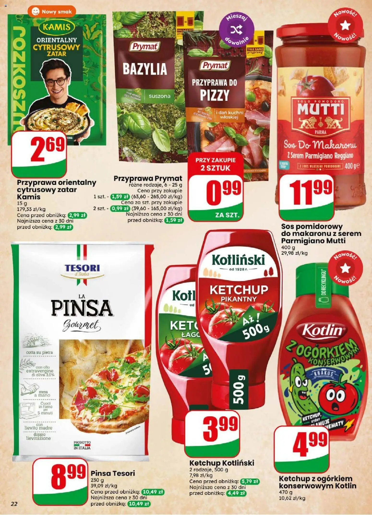 Dino gazetka od 02.09.2026 | Strona: 22 | Produkty: Parmigiano Reggiano, Bazylia, Pinsa, Przyprawy