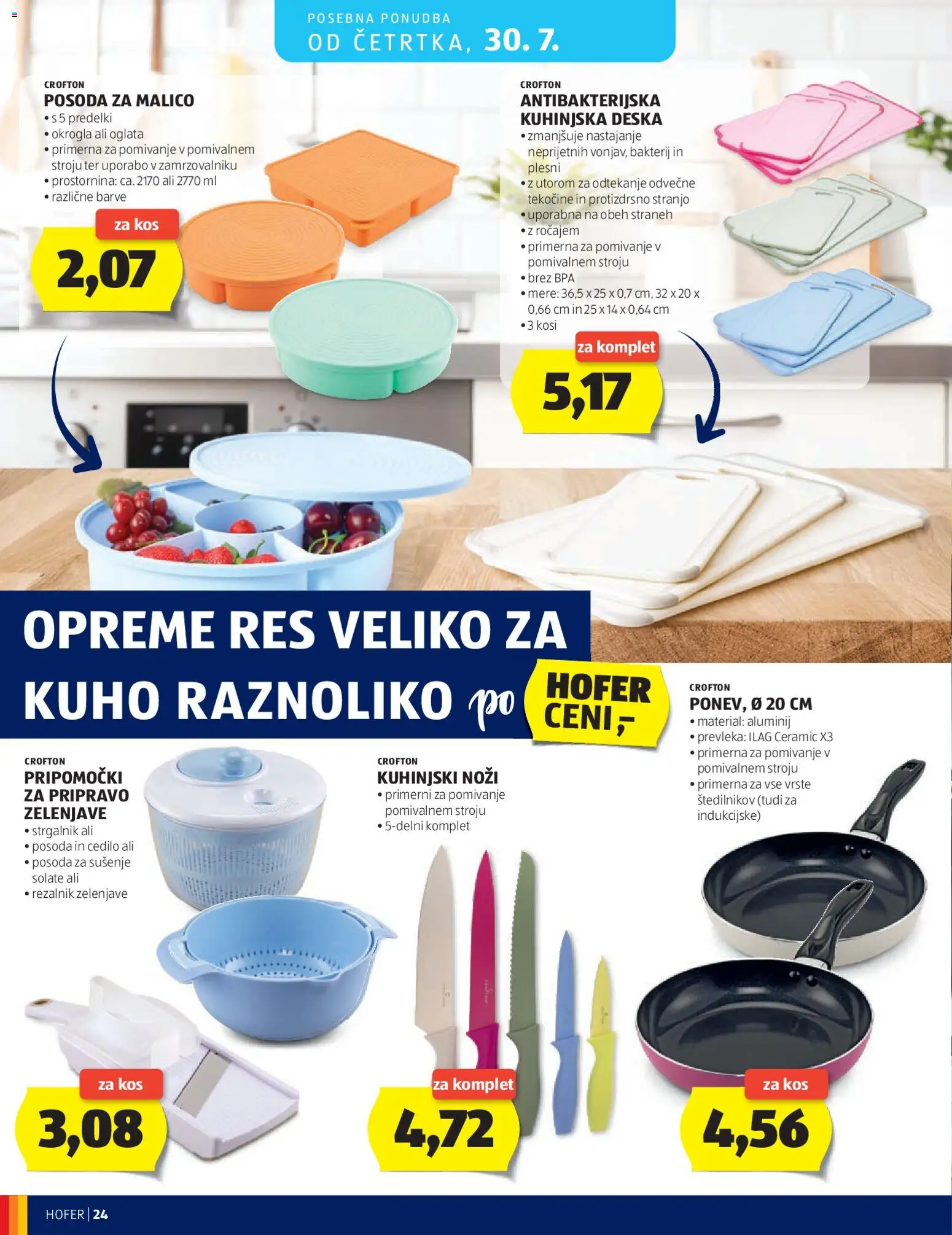 Novi Hofer katalog ponudbe – veljaven od 22.07.2026 | Stran: 24 | Izdelki: Rezalnik, Prevleka, Kos