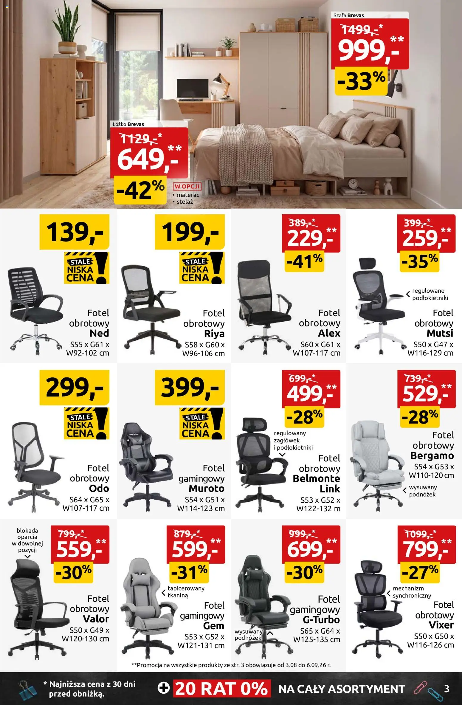 Black Red White promocje od 03.08.2026 | Strona: 3 | Produkty: Łóżko, Materac, Szafa, Fotel