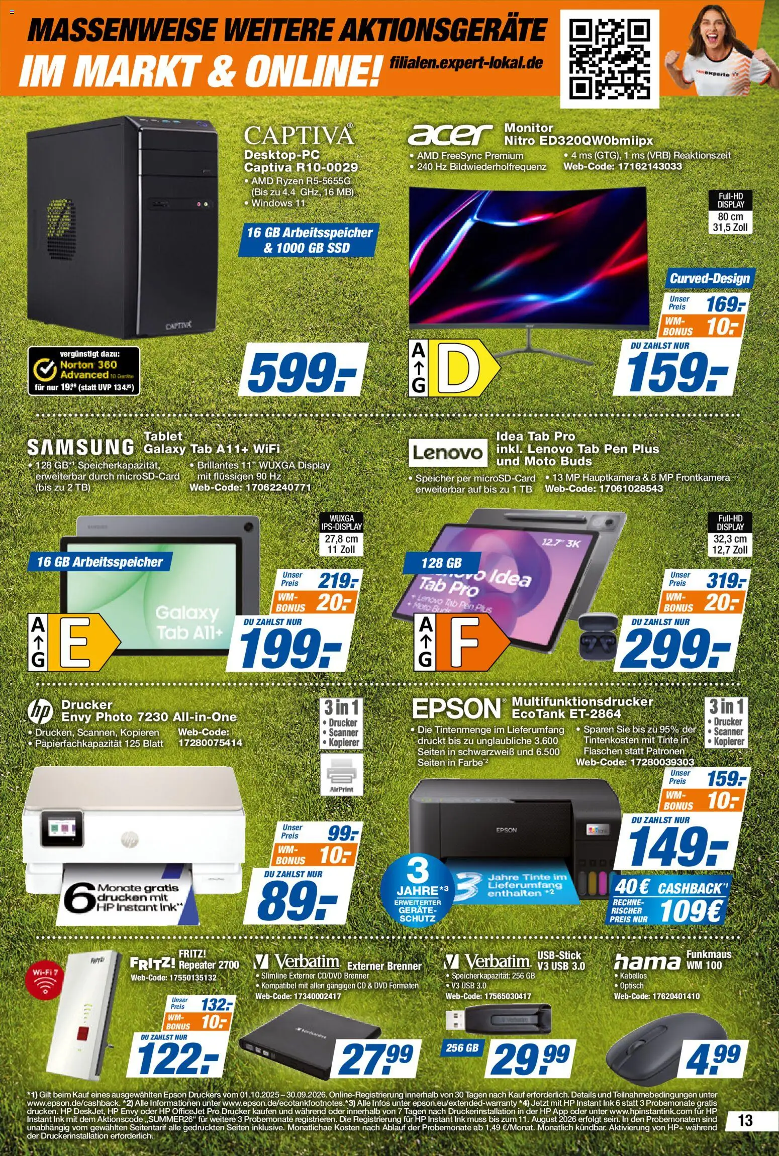 Expert Prospekt – gültig ab 29.05.2026 | Seite: 13 | Produkte: Epson, Samsung, Tablet, Drucker