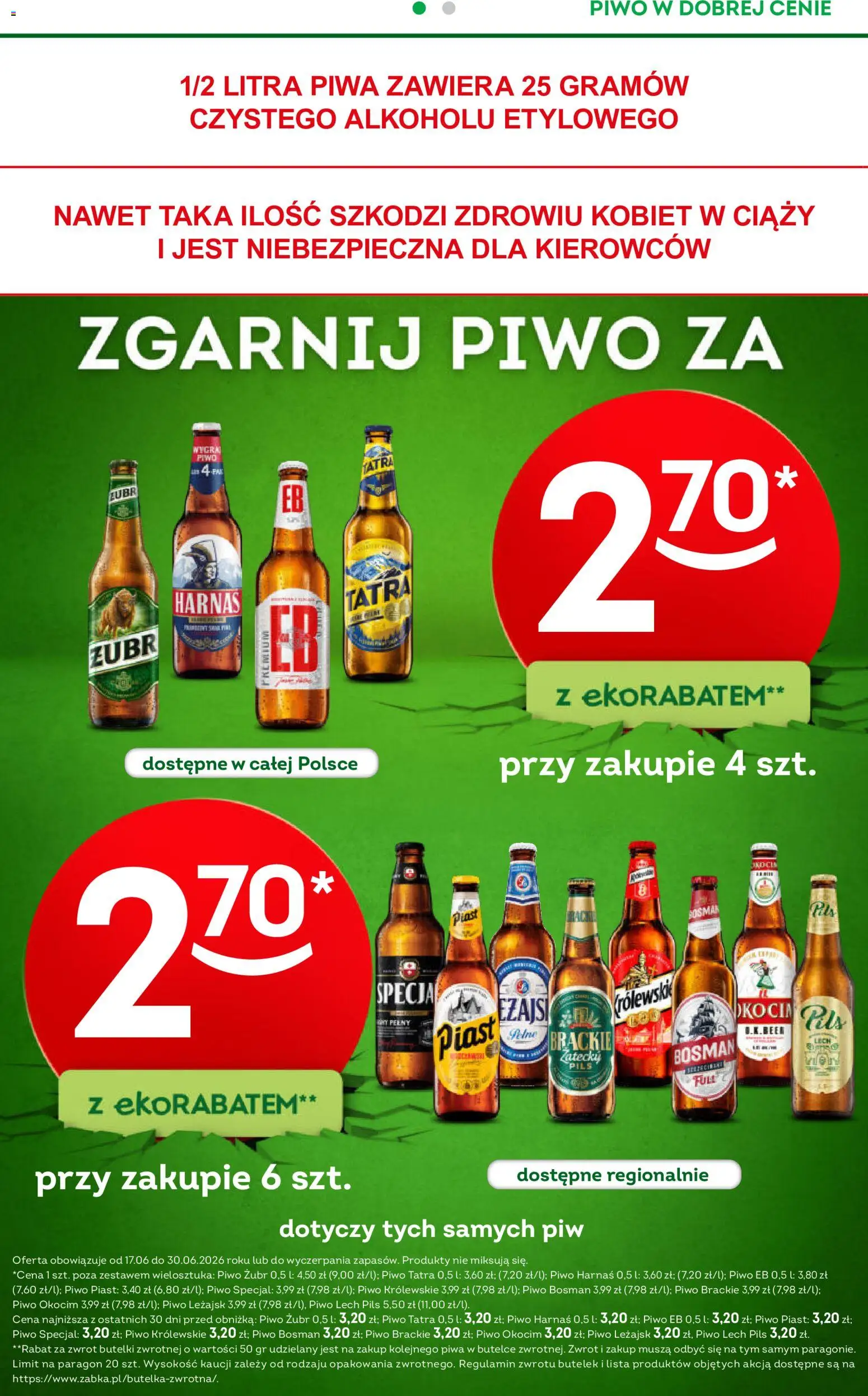 Żabka gazetka od 17.06.2026 | Strona: 26 | Produkty: Piwo żubr, Piwo Bosman, Harnaś, Piwo