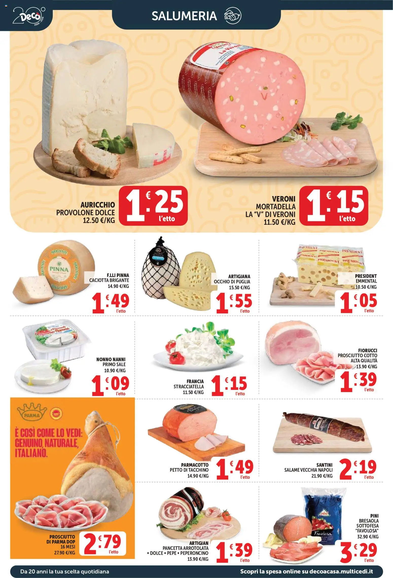 Volantino Decò del 29.05.2026 | Pagina: 4 | Prodotti: Bresaola, Mortadella, Stracciatella, Emmental