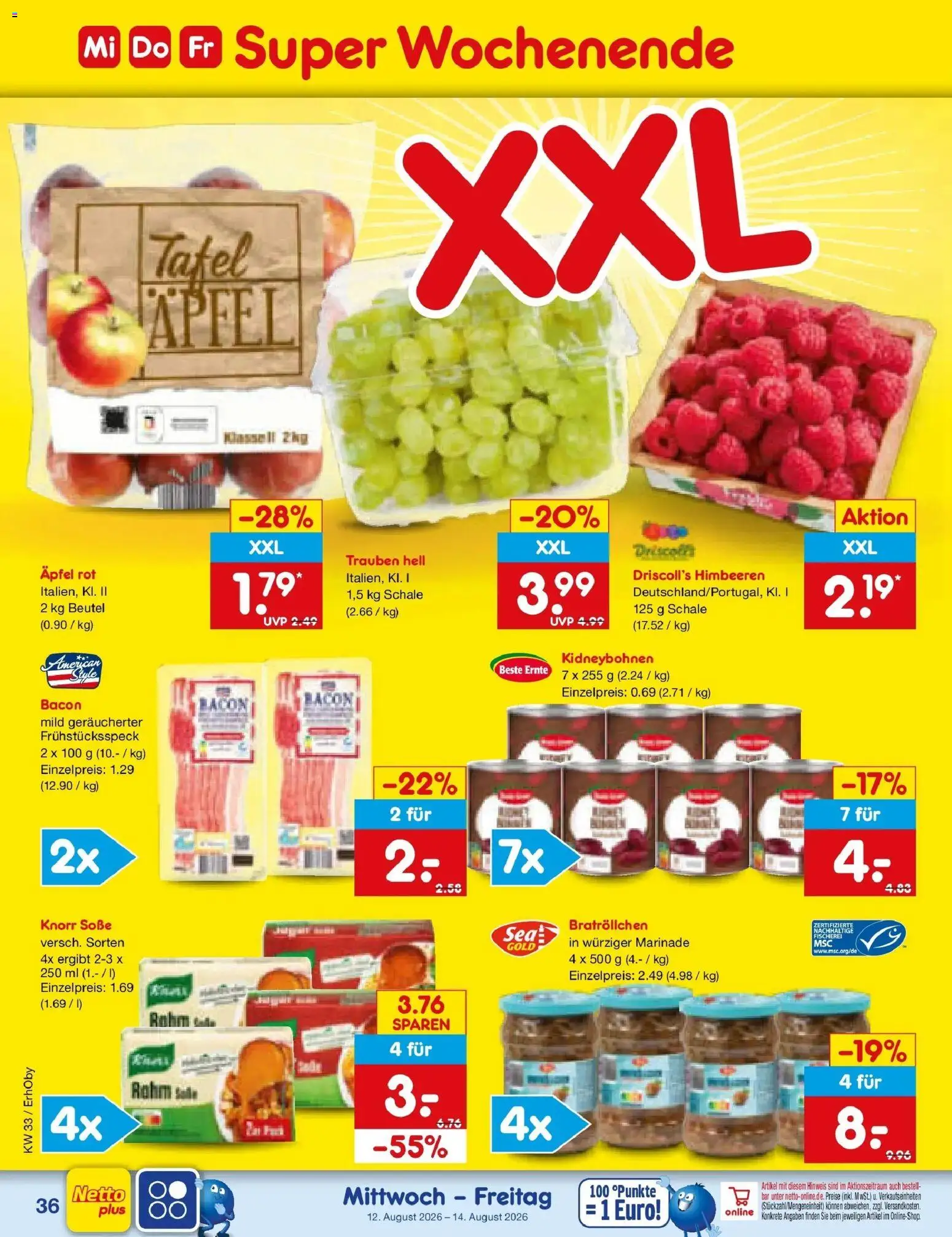 Netto Marken-Discount Prospekt Ergolding – gültig ab 10.08.2026 | Seite: 50 | Produkte: Trauben, Äpfel, Knorr, Soße