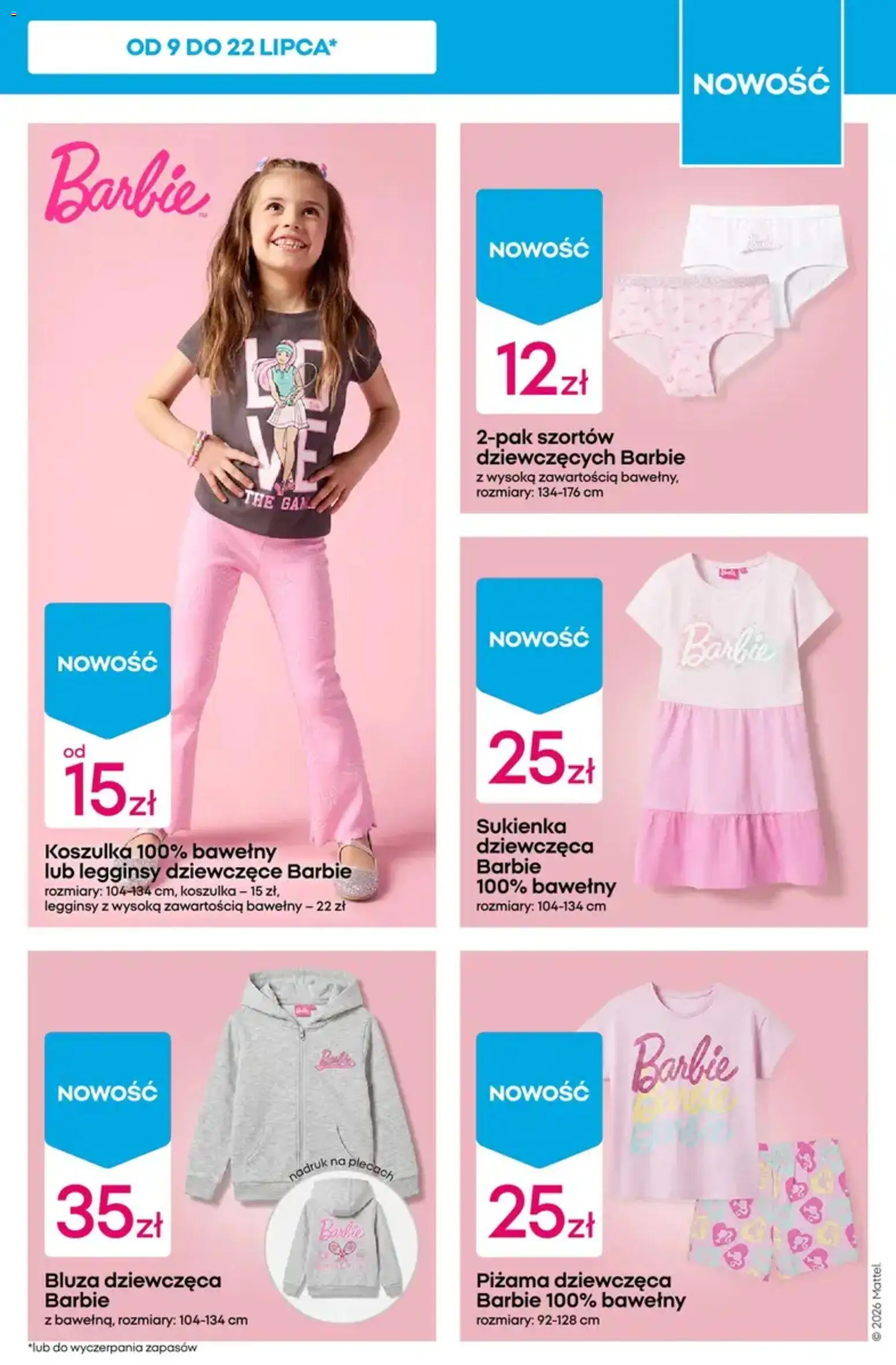 Pepco gazetka od 16.07.2026 | Strona: 9 | Produkty: Piżama, Legginsy, Sukienka, Barbie