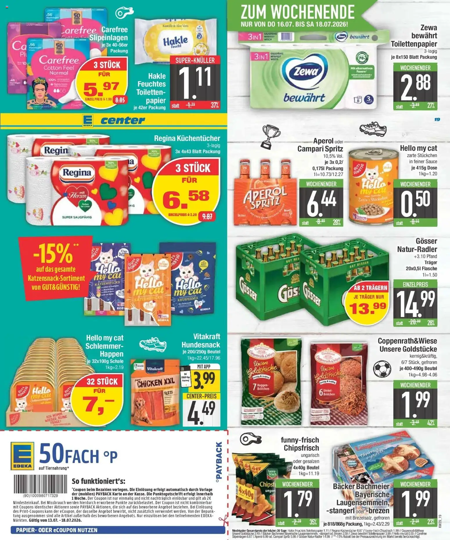 E center Prospekt Neuburg An Der Donau – gültig ab 13.07.2026 | Seite: 19 | Produkte: Campari, Hella, Aperol, Toilettenpapier