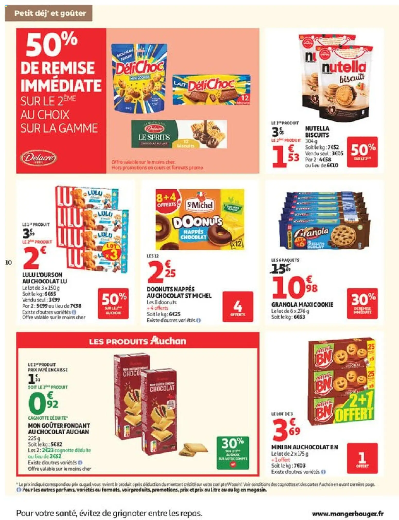 {H1} | Page: 10 | Produits: Nutella, Chocolat, Biscuits, Granola