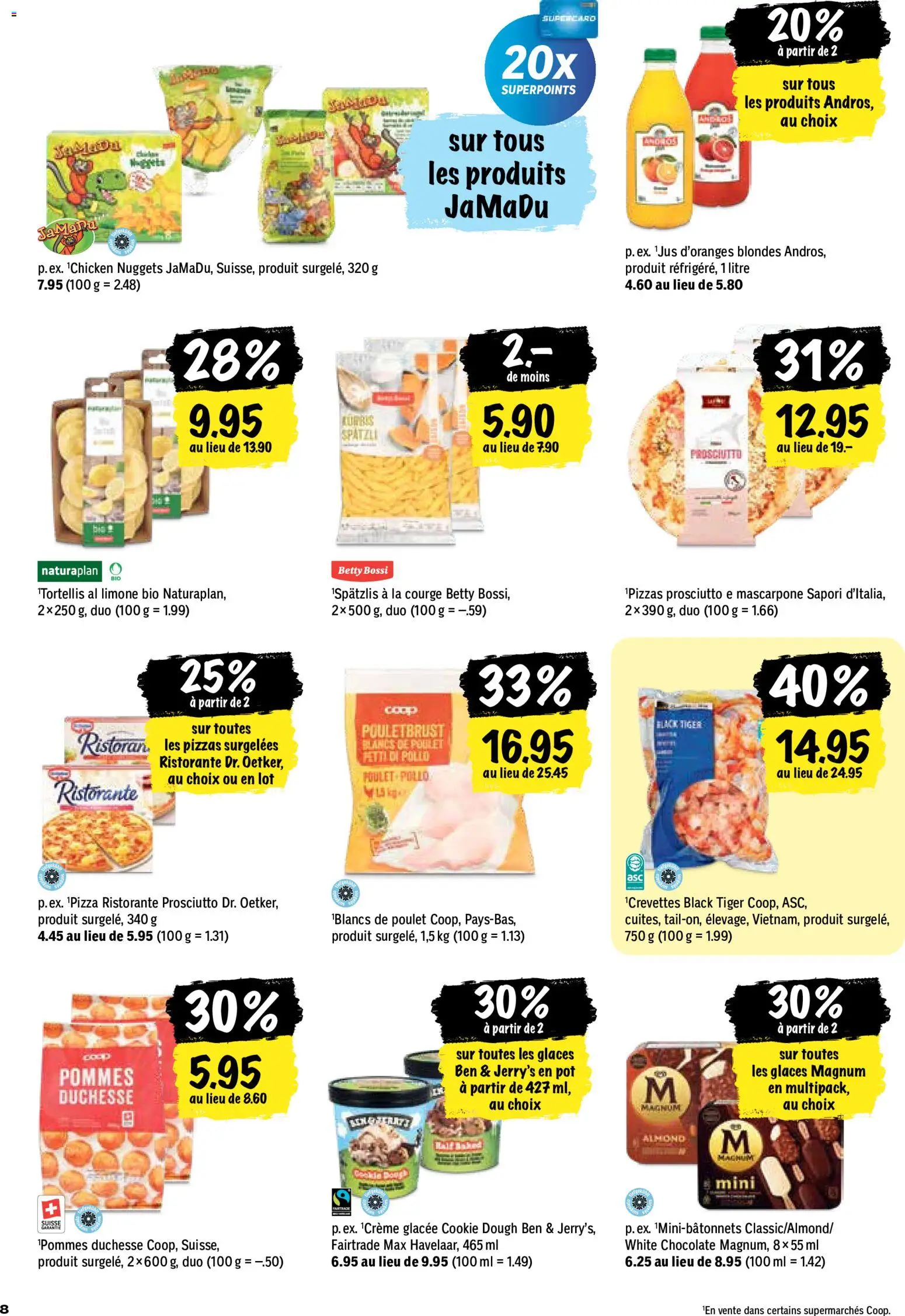 Coop aktionen FR – gültig ab 01.10.2026 | Seite: 8 | Produkte: Magnum, Pouletbrust, Pizza, Pasta