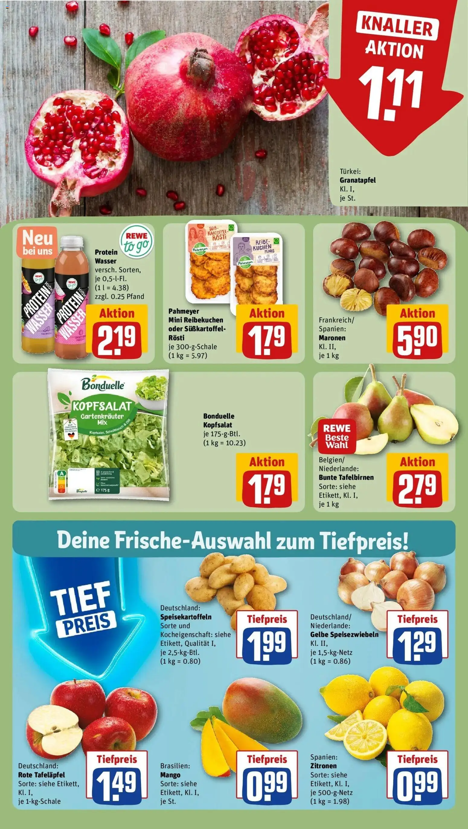 REWE Prospekt ab 19.10.2026 zum Blättern » Angebote | Seite: 8 | Produkte: Granatapfel, Wasser, Mango, Zitronen