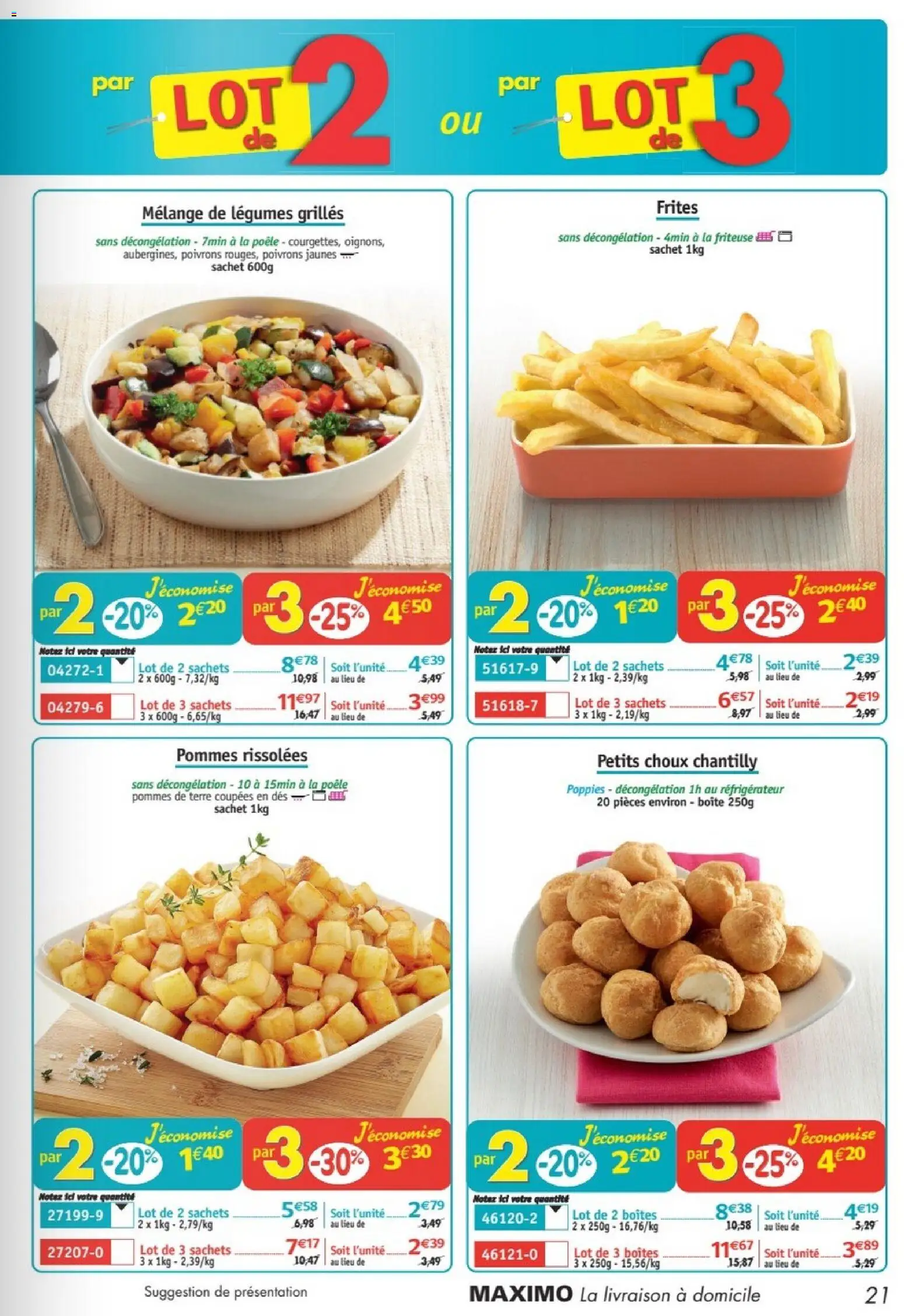 {H1} | Page: 21 | Produits: Réfrigérateur, Poêle, Frites, Pommes de terre