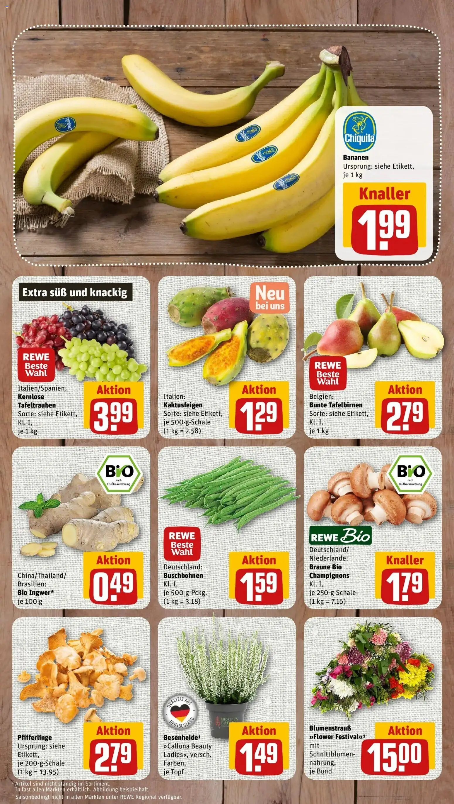 REWE Prospekt ab 31.08.2026 zum Blättern » Angebote | Seite: 3 | Produkte: Bananen, Champignons, Pfifferlinge