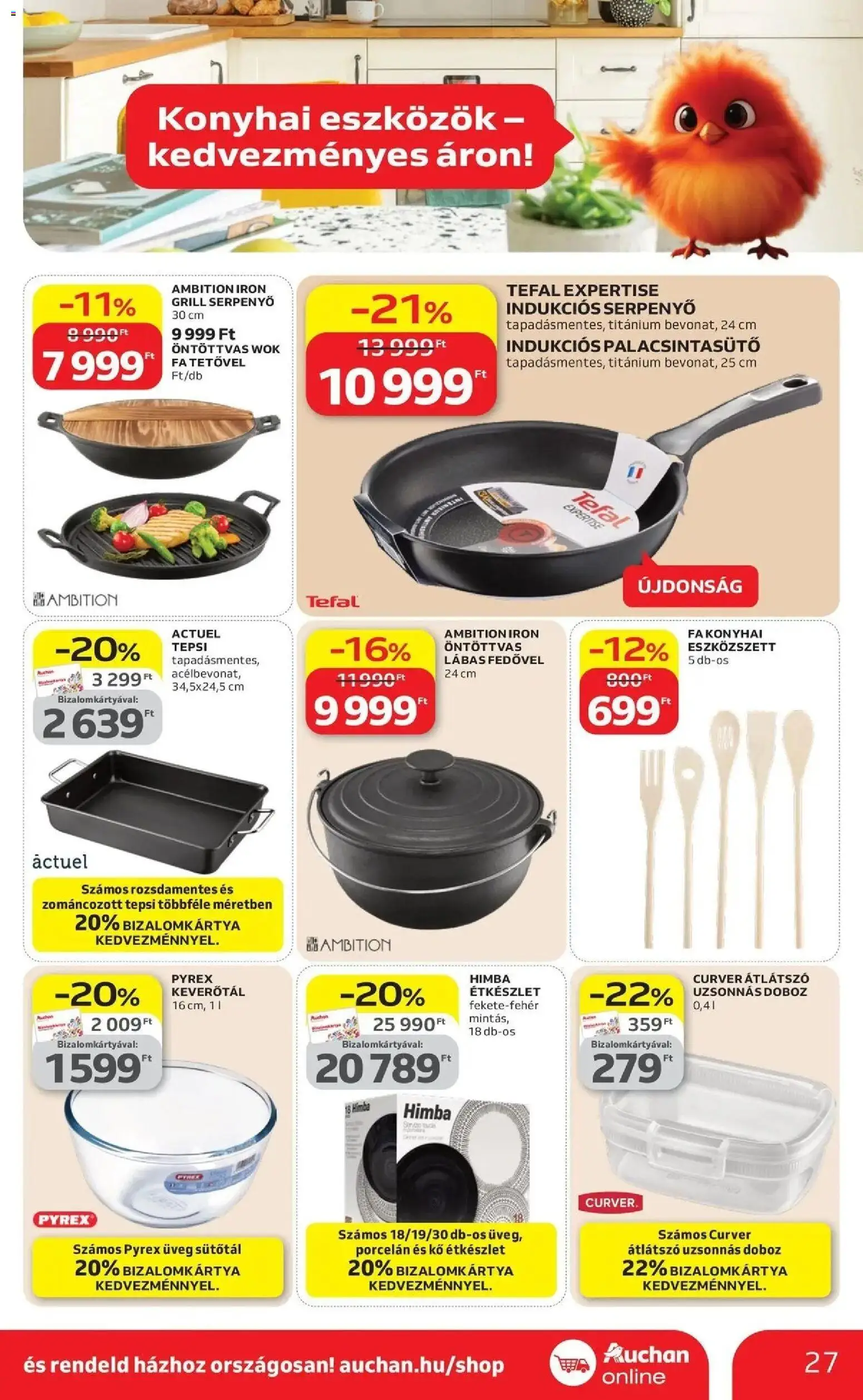 Auchan akciós ujság - amely érvényes a következő dátumtól: 09.04.2026 | Oldal: 27 | Termékek: Tefal, Doboz, Étkészlet, Serpenyő