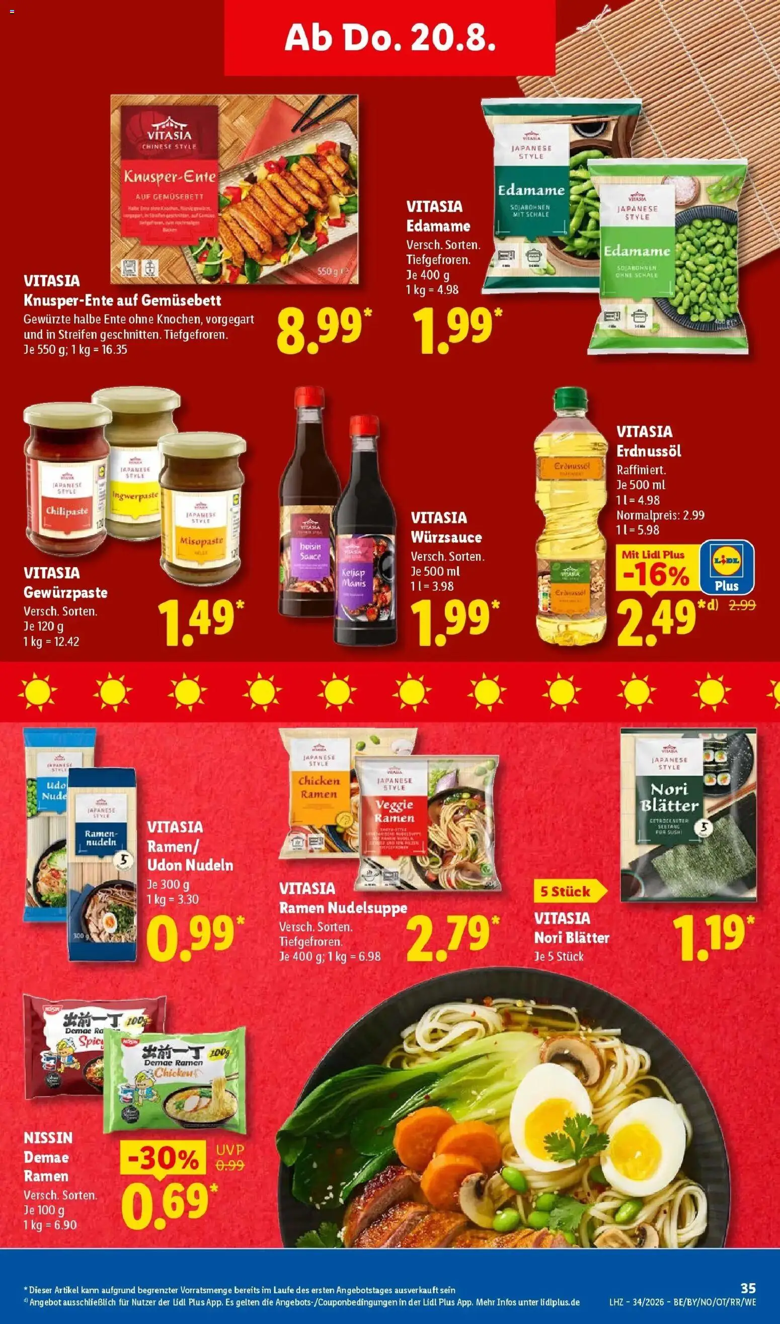 Lidl Prospekt Hof-innenstadt (ab 17.08.2026) zum Blättern » Angebote | Seite: 57 | Produkte: Misopaste, Nudeln, Ente