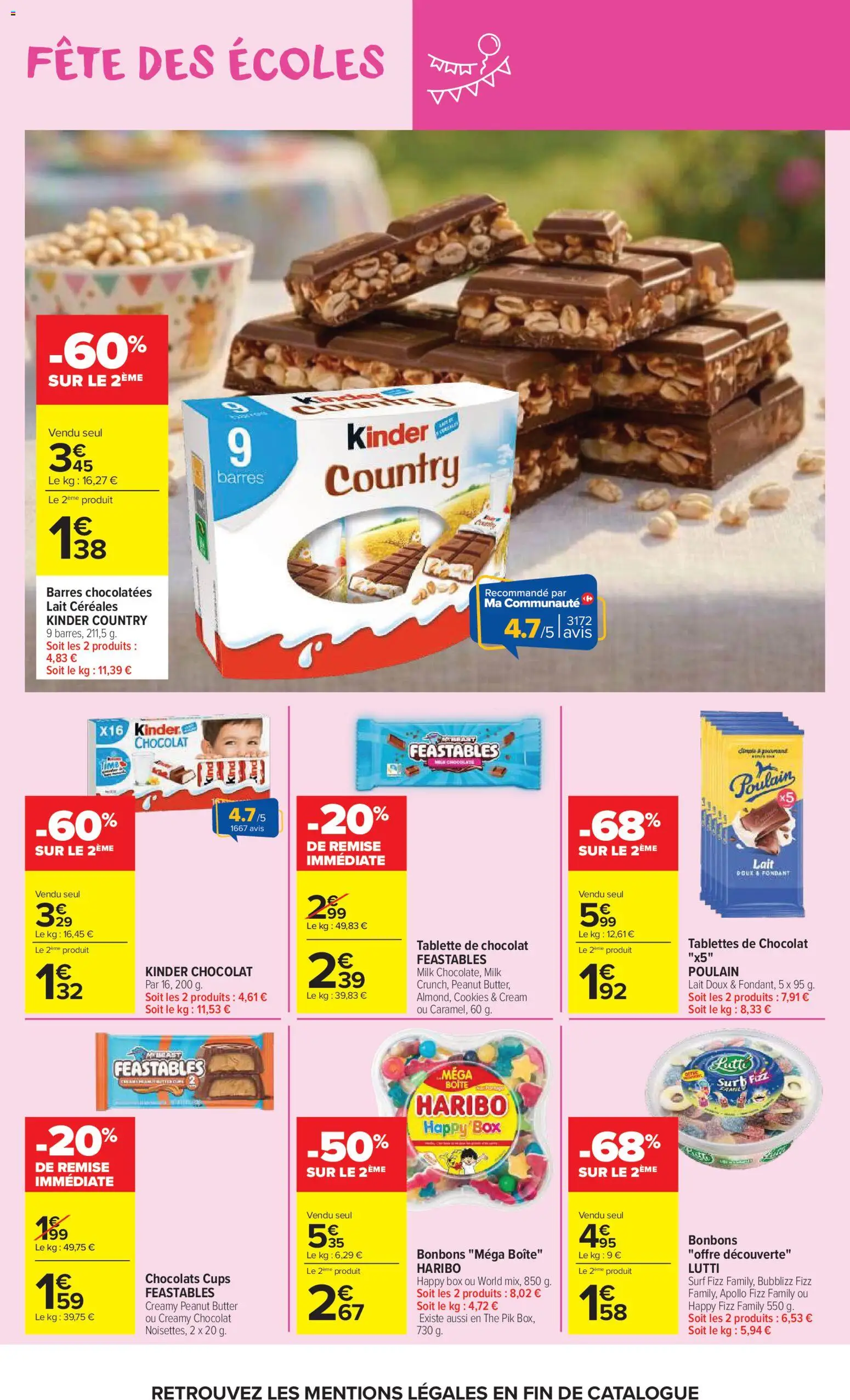 {H1} | Page: 42 | Produits: Tablettes de chocolat, Chocolat, Kinder country, Céréales